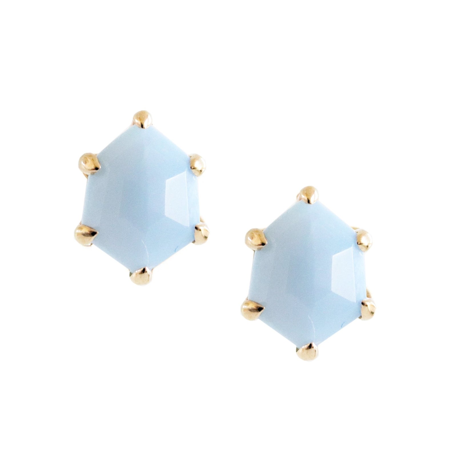 MINI HONOUR STUD EARRINGS - ARCTIC BLUE OPAL & GOLD - SO PRETTY CARA COTTER