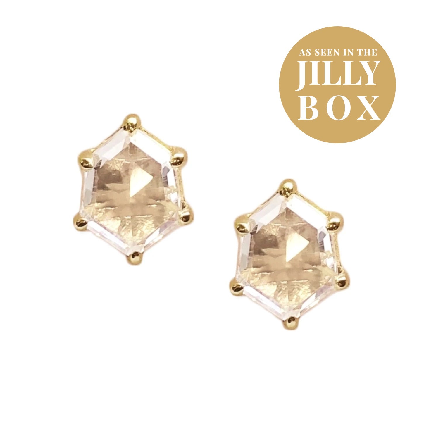 MINI HONOUR STUD EARRINGS - WHITE TOPAZ & GOLD - SO PRETTY CARA COTTER