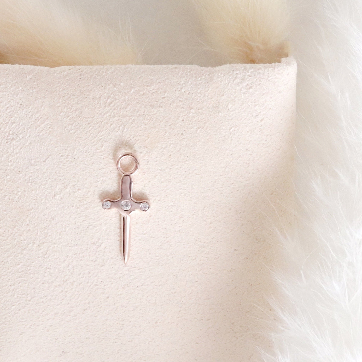 MINI PROTECT SWORD NAMESAKE CHARM - CUBIC ZIRCONIA &amp; ROSE GOLD - SO PRETTY CARA COTTER