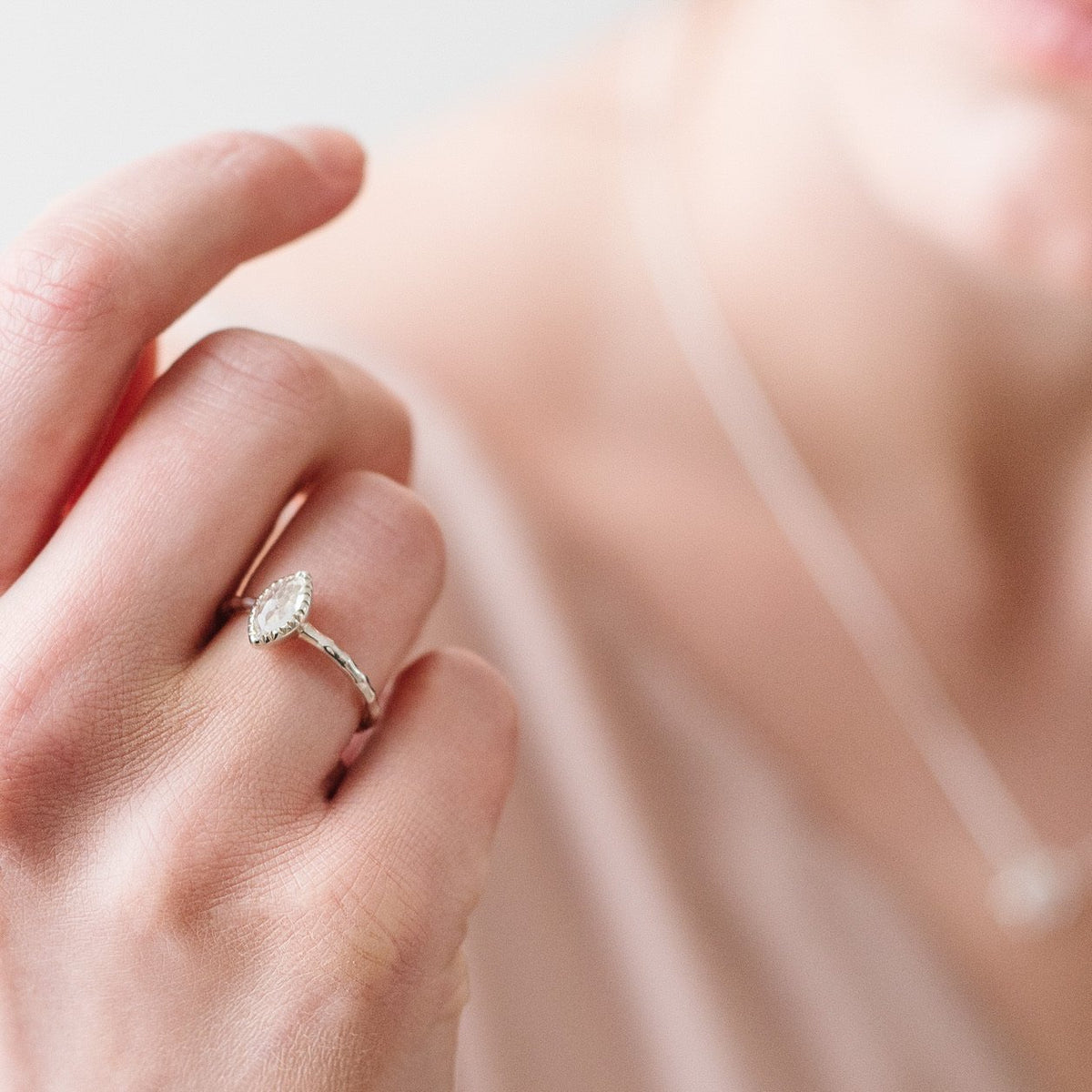 MINI TRUST MARQUISE RING - MOONSTONE &amp; SILVER - SO PRETTY CARA COTTER