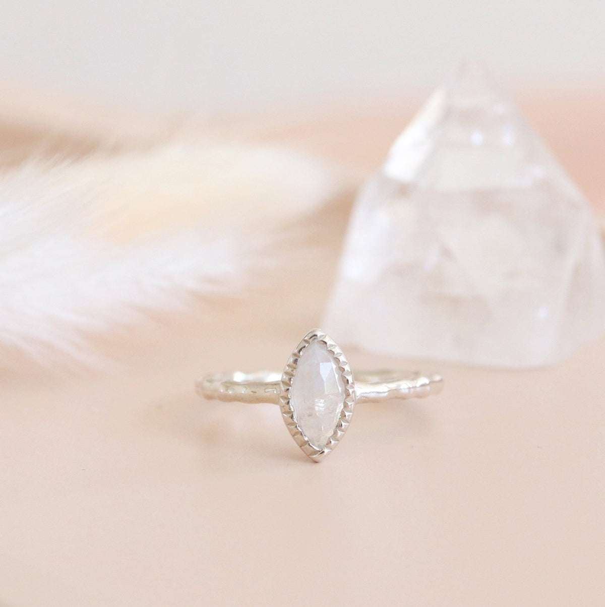 MINI TRUST MARQUISE RING - MOONSTONE &amp; SILVER - SO PRETTY CARA COTTER