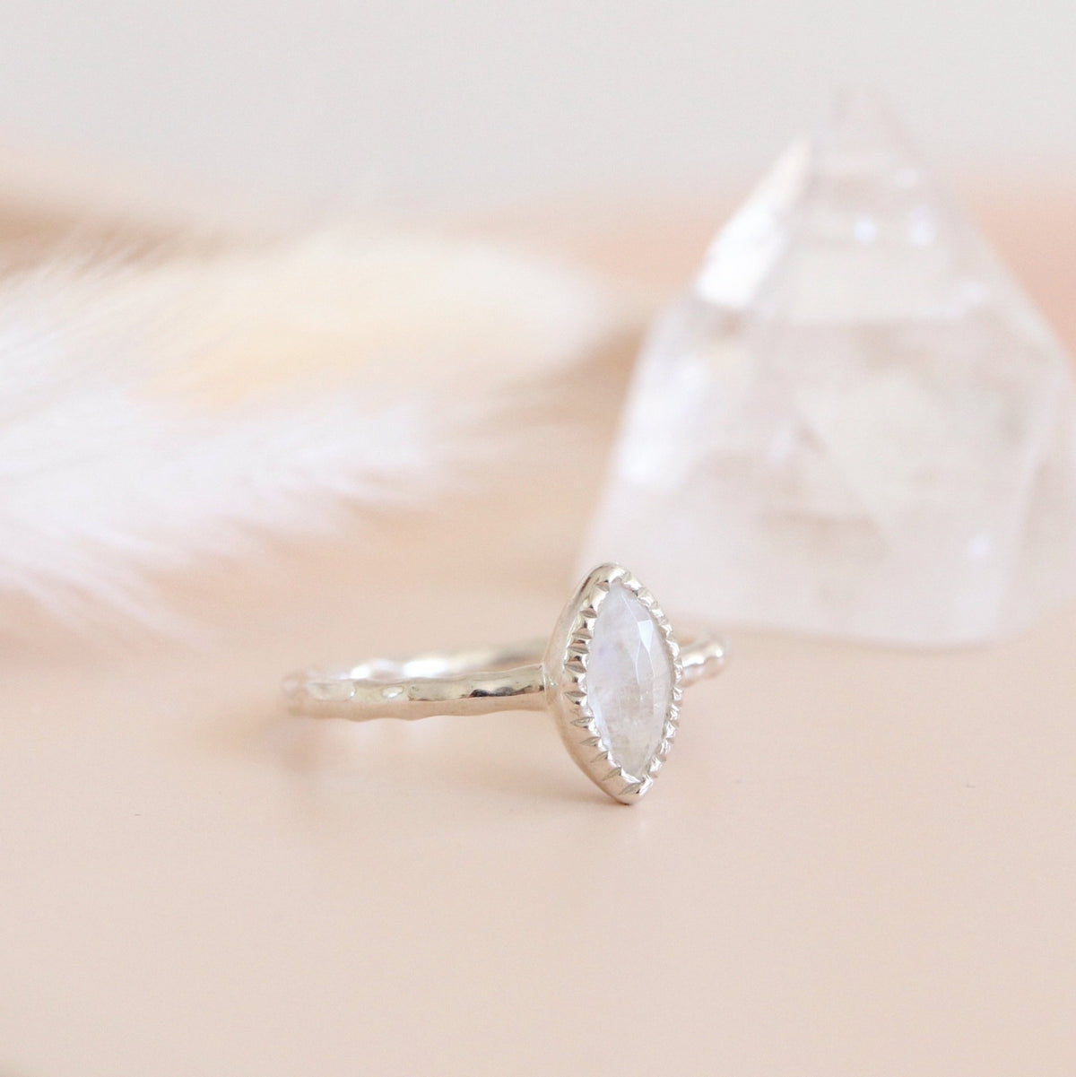 MINI TRUST MARQUISE RING - MOONSTONE &amp; SILVER - SO PRETTY CARA COTTER