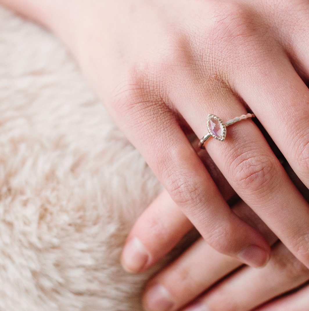 MINI TRUST MARQUISE RING - MOONSTONE &amp; SILVER - SO PRETTY CARA COTTER