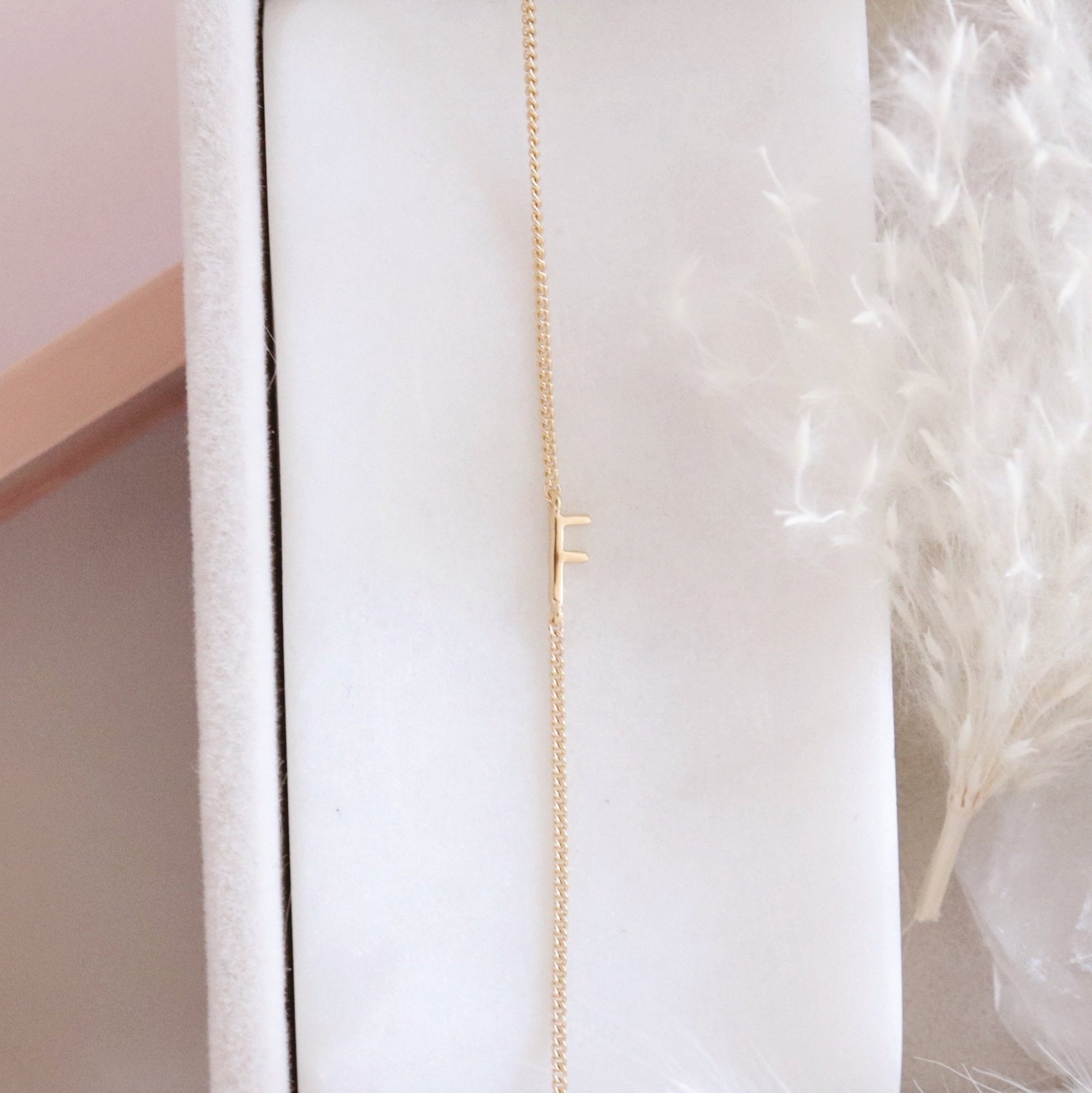 NOTABLE OFFSET INITIAL NECKLACE - F - GOLD - SO PRETTY CARA COTTER