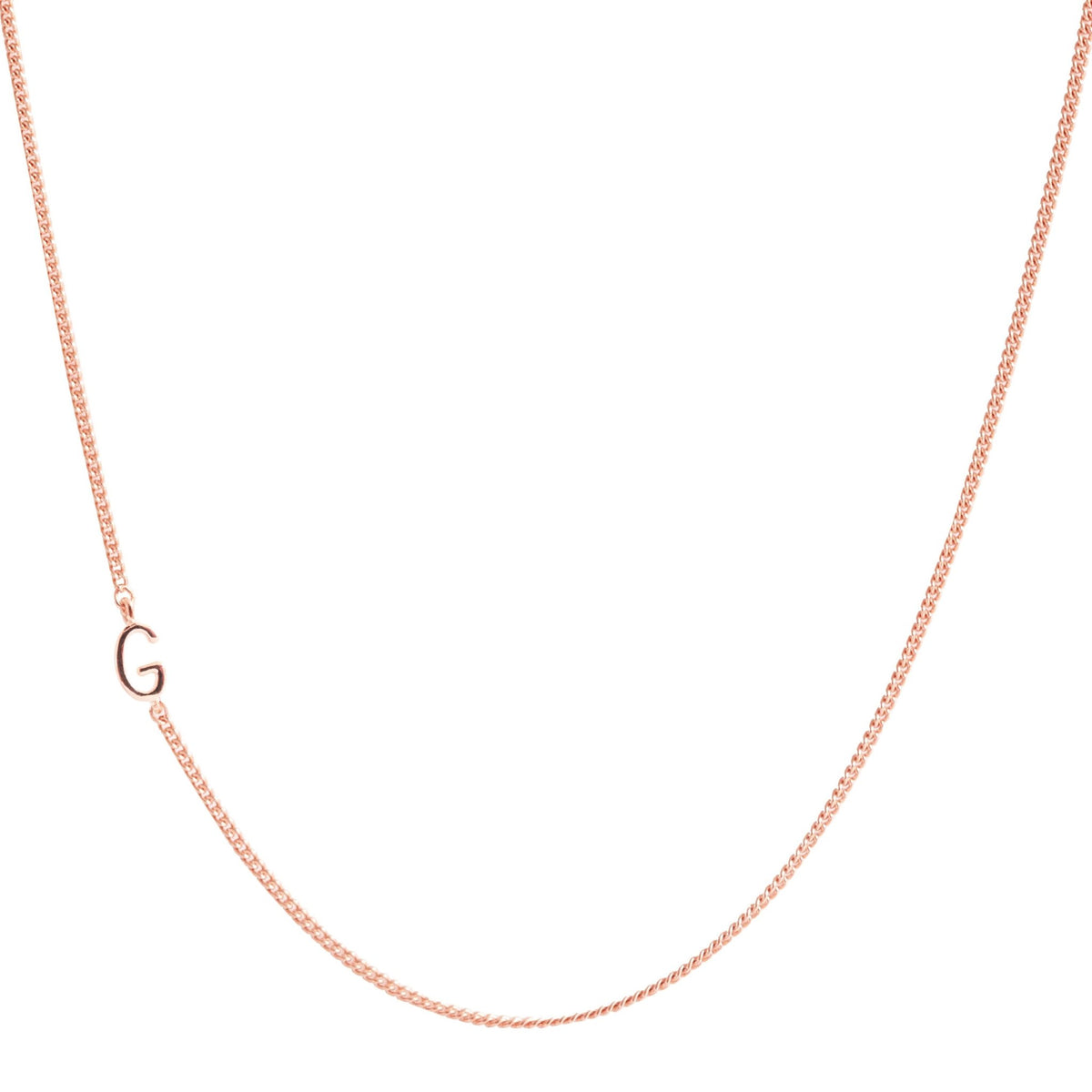 NOTABLE OFFSET INITIAL NECKLACE - G - GOLD, ROSE GOLD, OR SILVER - SO PRETTY CARA COTTER
