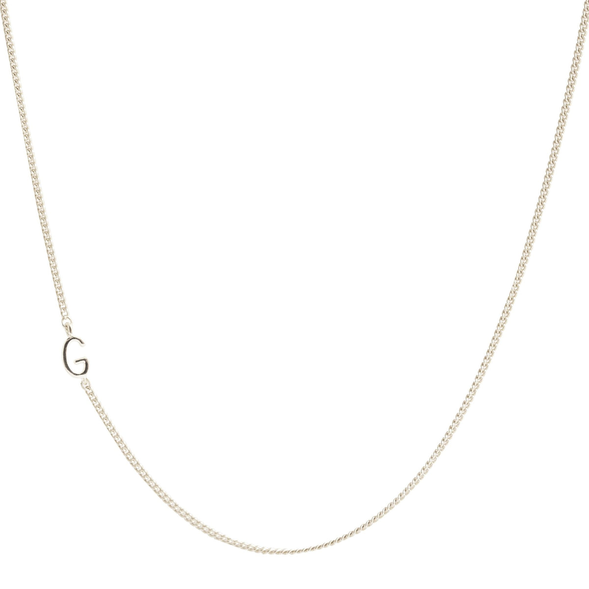 NOTABLE OFFSET INITIAL NECKLACE - G - GOLD, ROSE GOLD, OR SILVER - SO PRETTY CARA COTTER