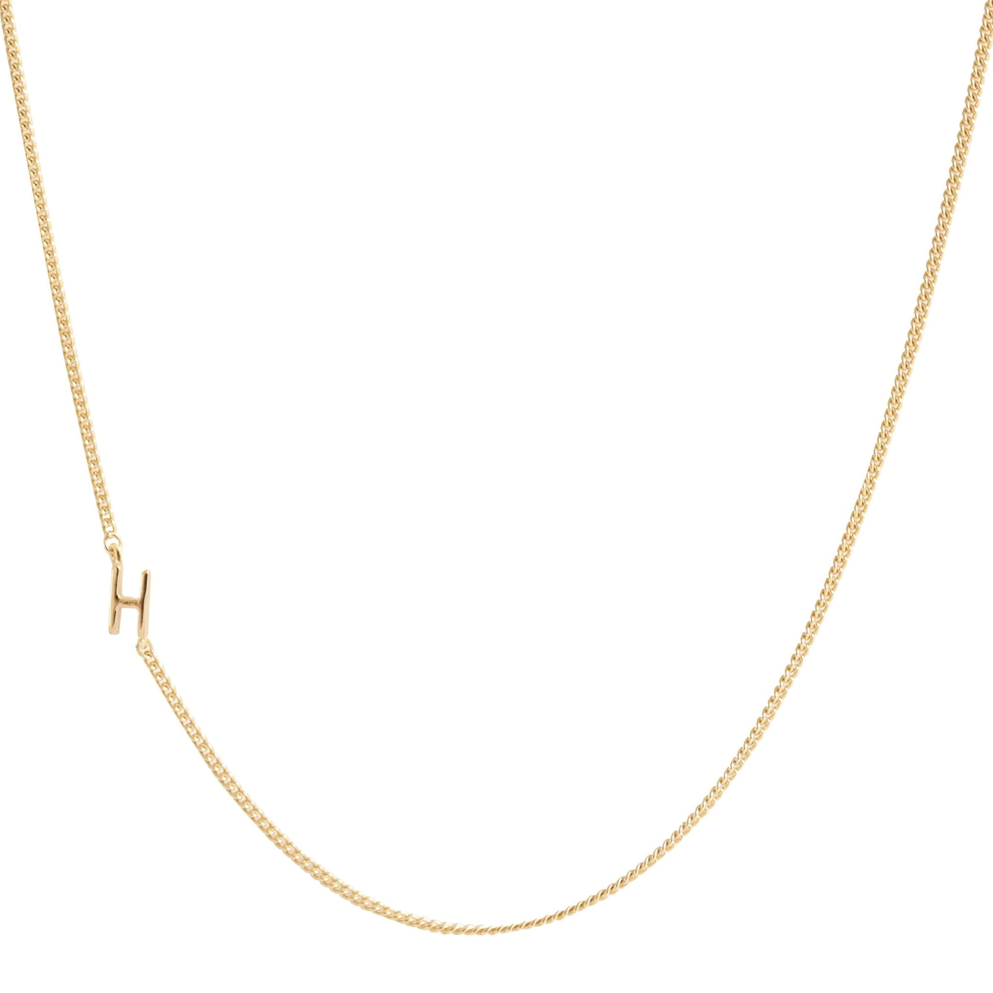 NOTABLE OFFSET INITIAL NECKLACE - H - GOLD - SO PRETTY CARA COTTER