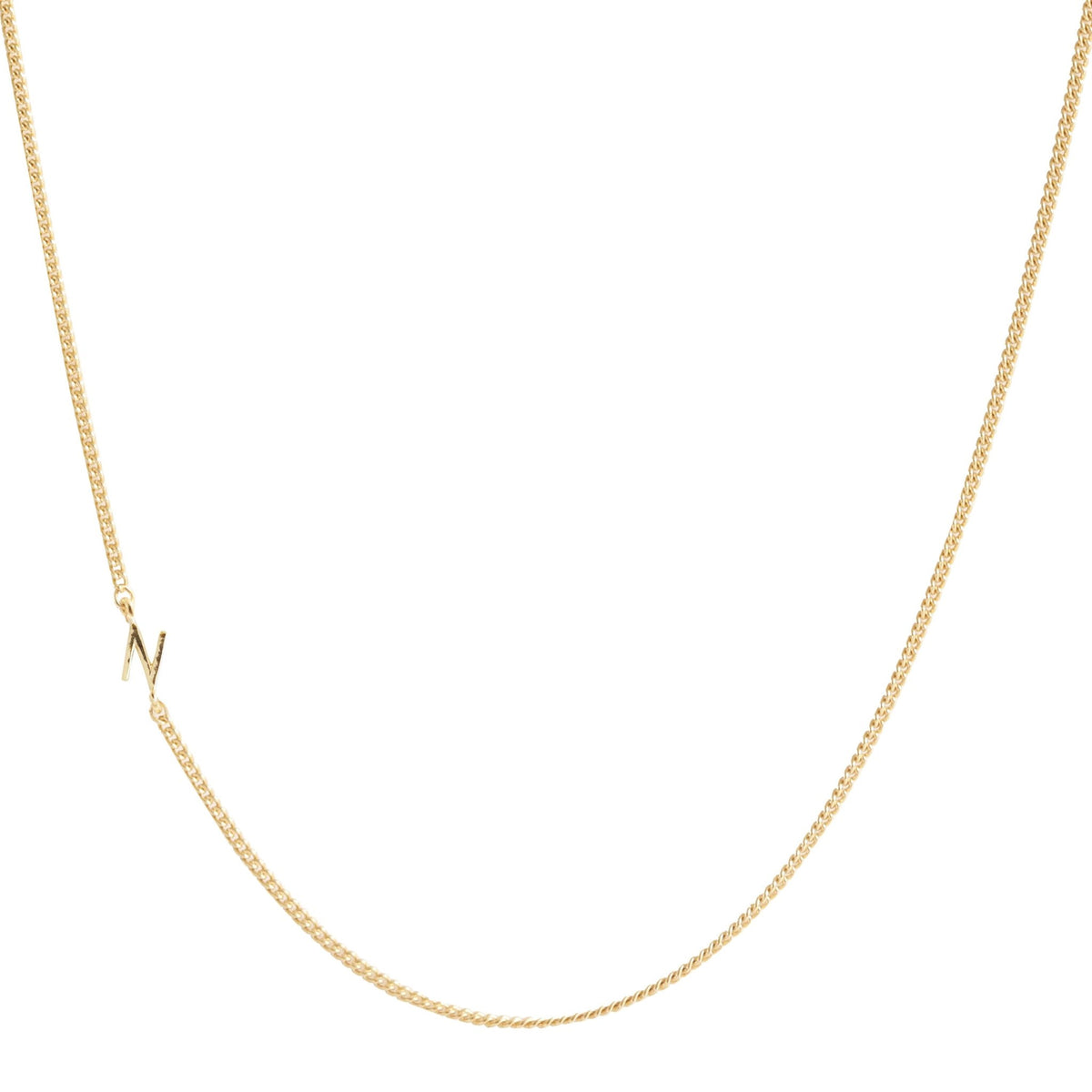 NOTABLE OFFSET INITIAL NECKLACE - N - GOLD - SO PRETTY CARA COTTER