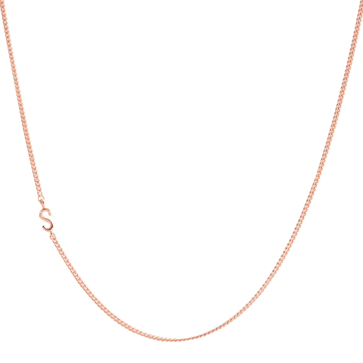 NOTABLE OFFSET INITIAL NECKLACE - S - GOLD, ROSE GOLD, OR SILVER - SO PRETTY CARA COTTER
