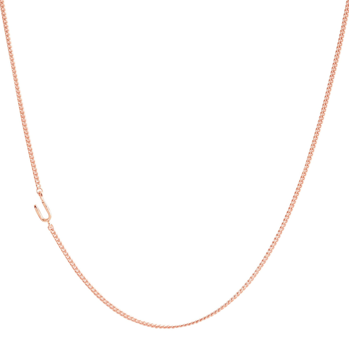 NOTABLE OFFSET INITIAL NECKLACE - U - GOLD, ROSE GOLD, OR SILVER - SO PRETTY CARA COTTER