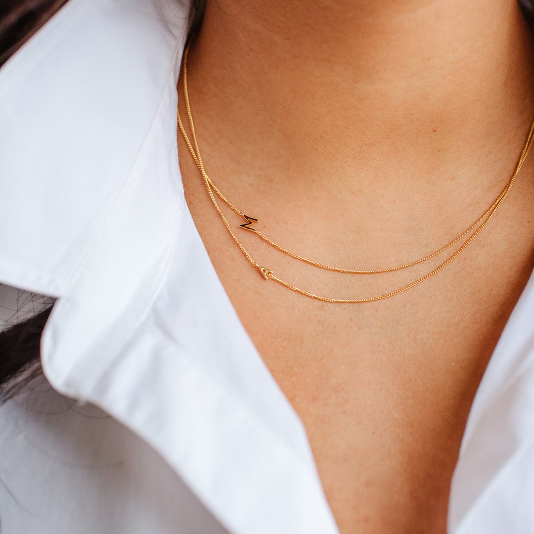 NOTABLE OFFSET INITIAL NECKLACE - V - SO PRETTY CARA COTTER