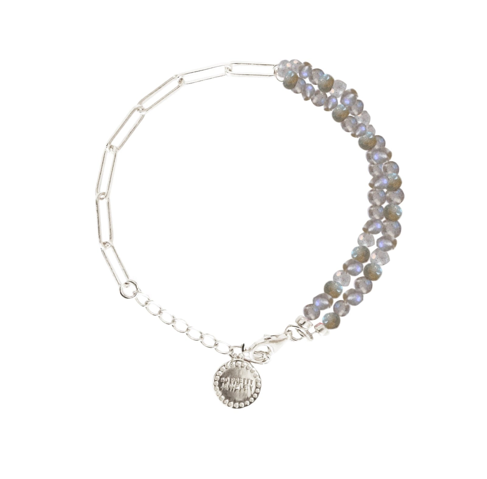 POISE BEADED LINK BRACELET - LABRADORITE & SILVER 7-8" - SO PRETTY CARA COTTER