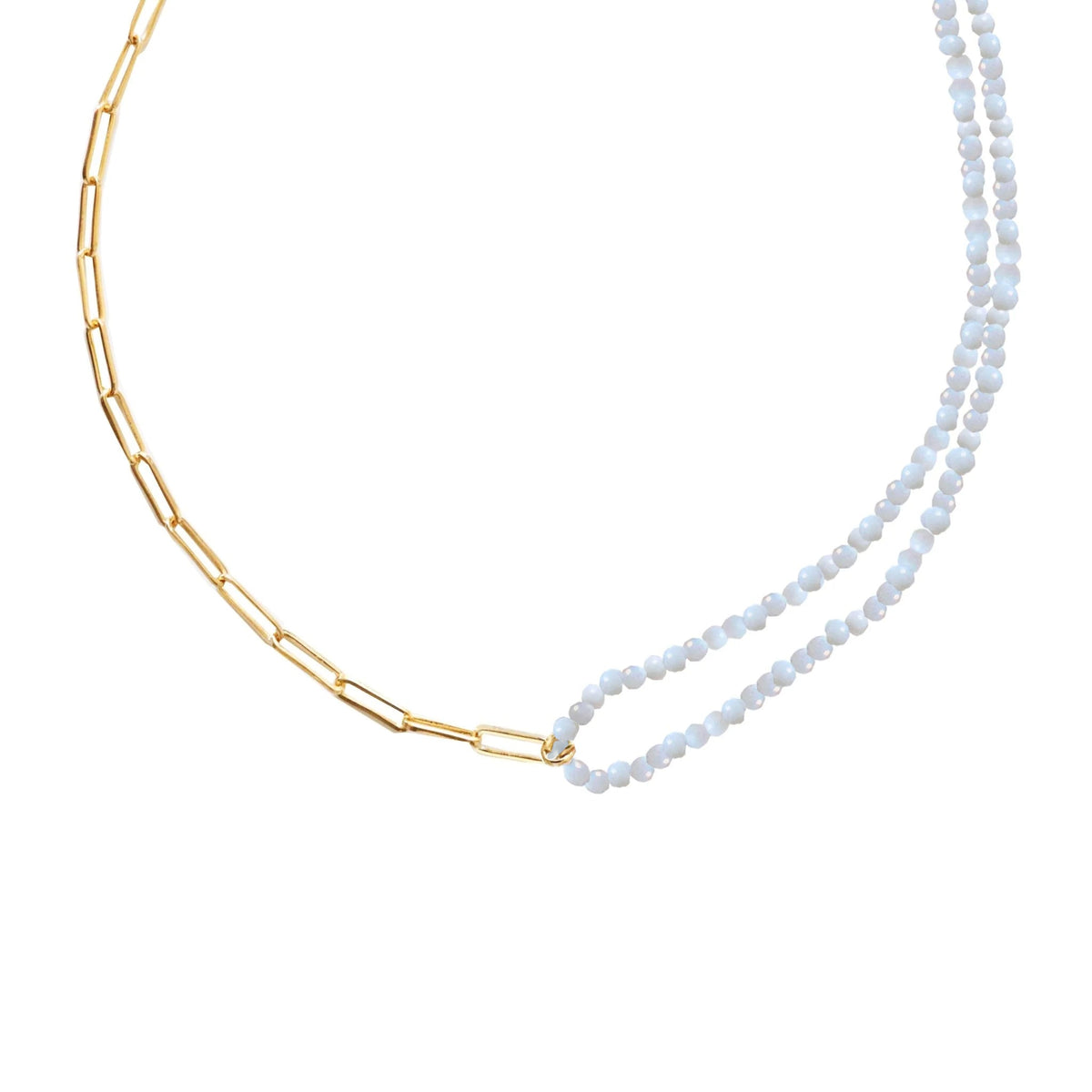 POISE BEADED LINK NECKLACE - ARCTIC BLUE OPAL &amp; GOLD 14-17&quot; - SO PRETTY CARA COTTER