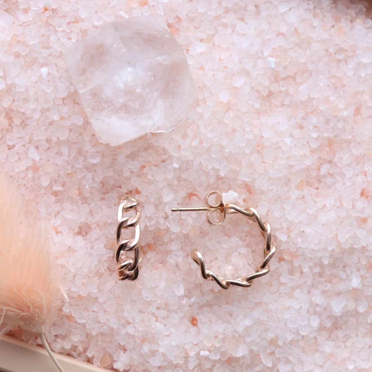 POISE CABLE LINK HUGGIE HOOPS - ROSE GOLD - SO PRETTY CARA COTTER