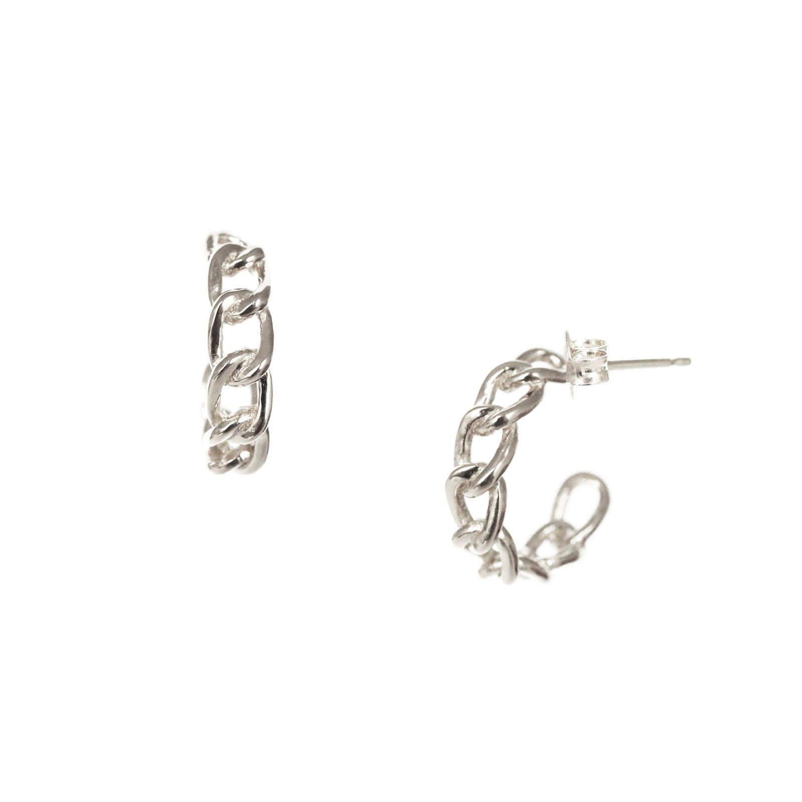 POISE CABLE LINK HUGGIE HOOPS - SILVER - SO PRETTY CARA COTTER