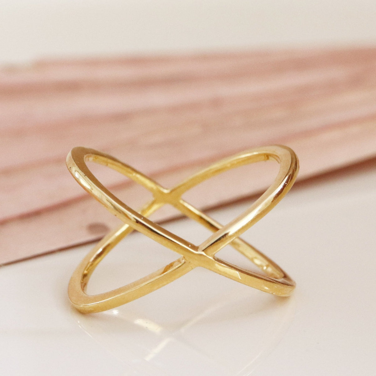 POISE CROSSED BAR RING - GOLD - SO PRETTY CARA COTTER