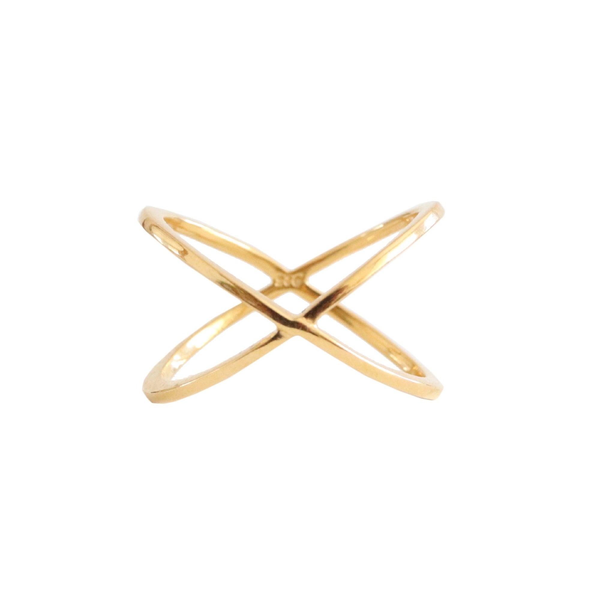 POISE CROSSED BAR RING - GOLD - SO PRETTY CARA COTTER