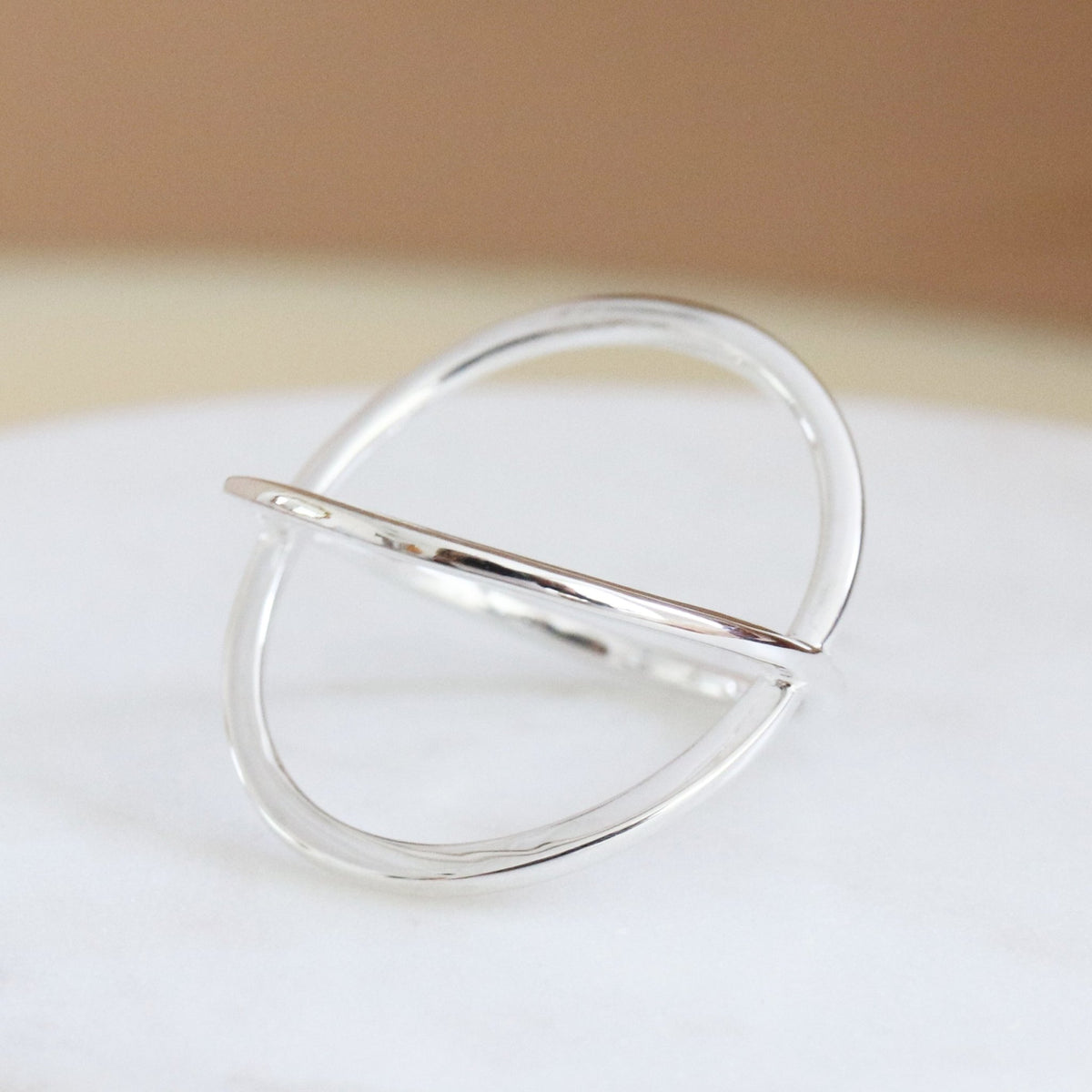 POISE CROSSED BAR RING - SILVER - SO PRETTY CARA COTTER