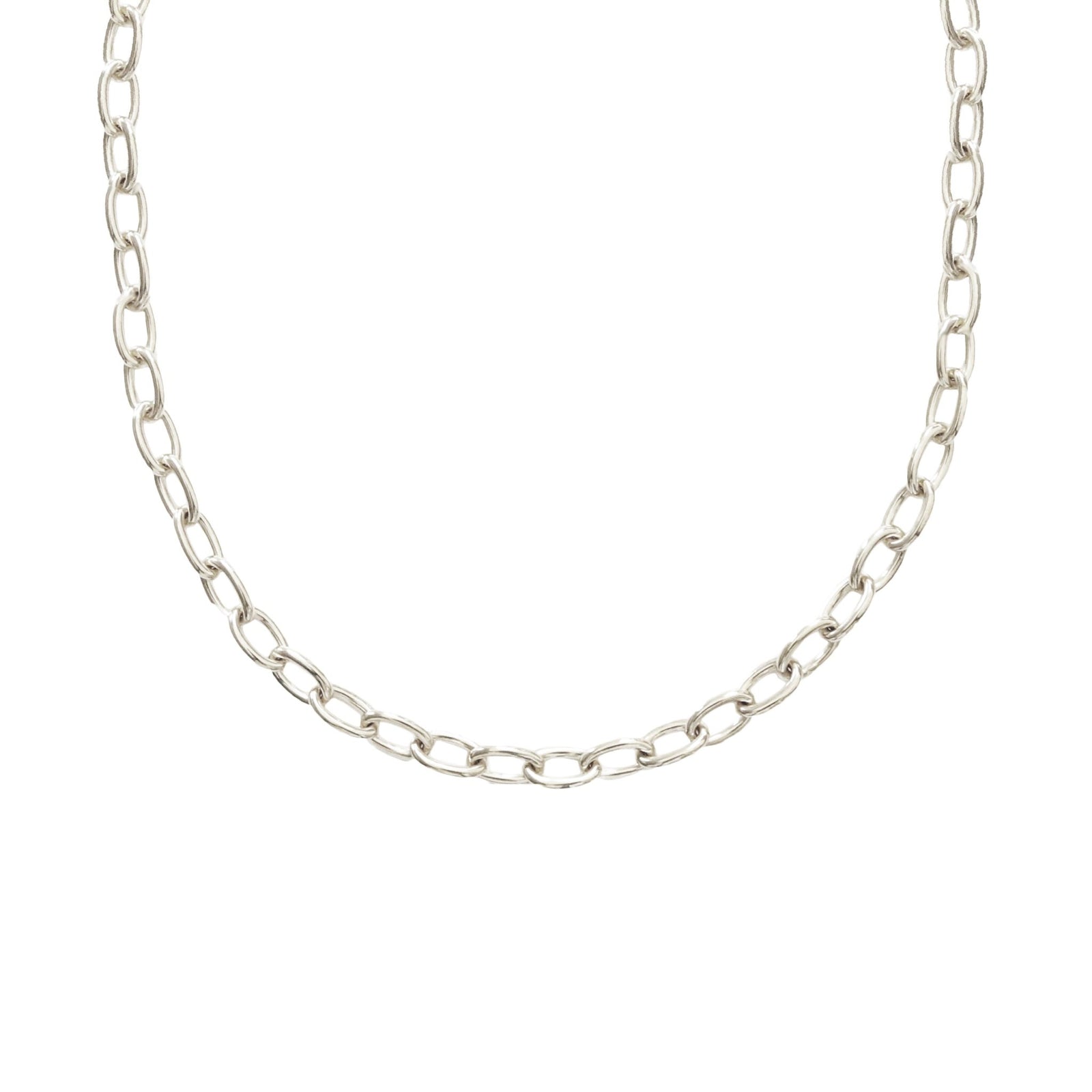 POISE HEAVY OVAL LINK NECKLACE - SILVER 15-18” - SO PRETTY CARA COTTER