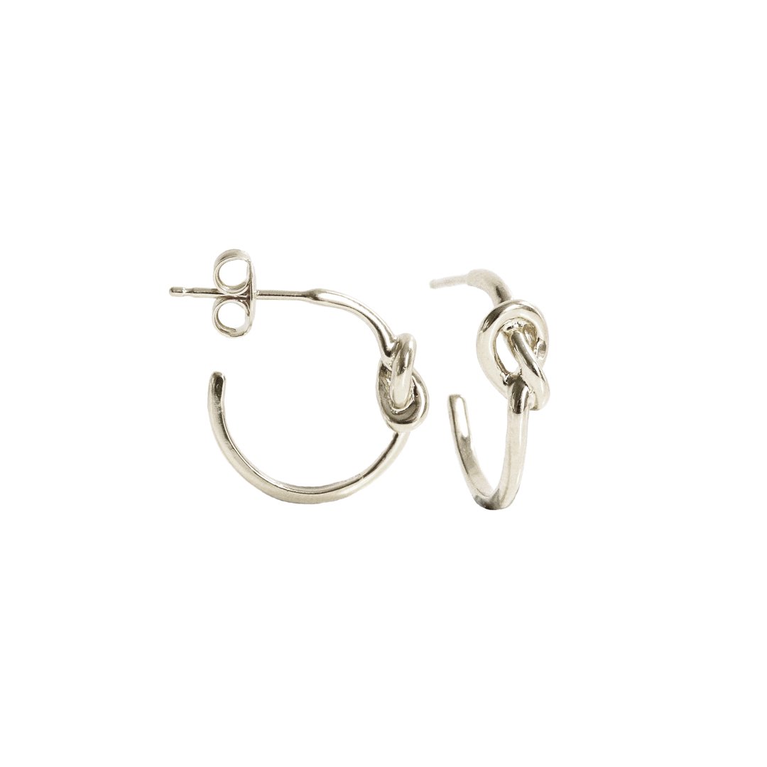 POISE KNOT HUGGIE HOOP - SILVER - SO PRETTY CARA COTTER