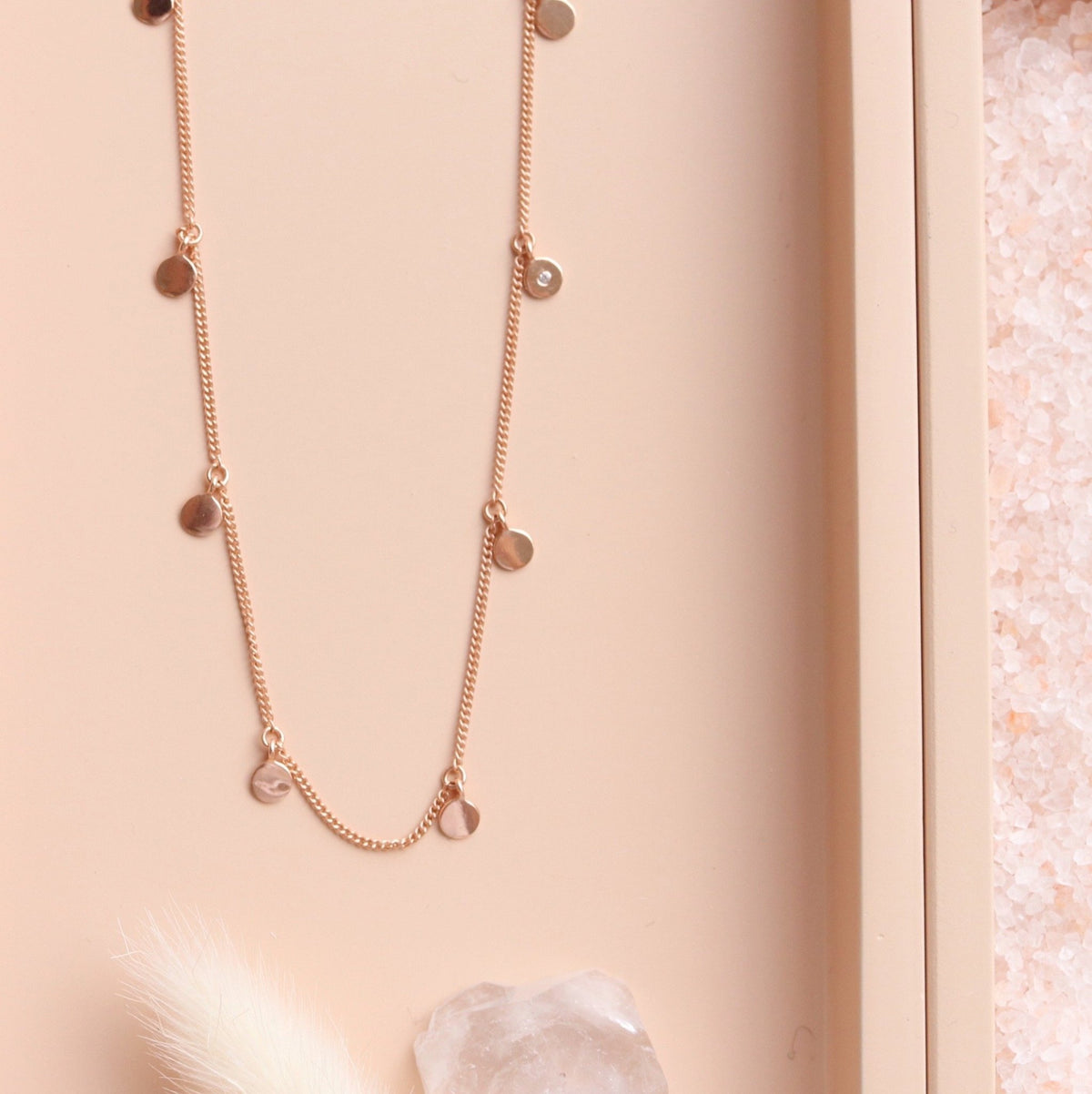 POISE LONG DISK NECKLACE - ROSE GOLD - SO PRETTY CARA COTTER