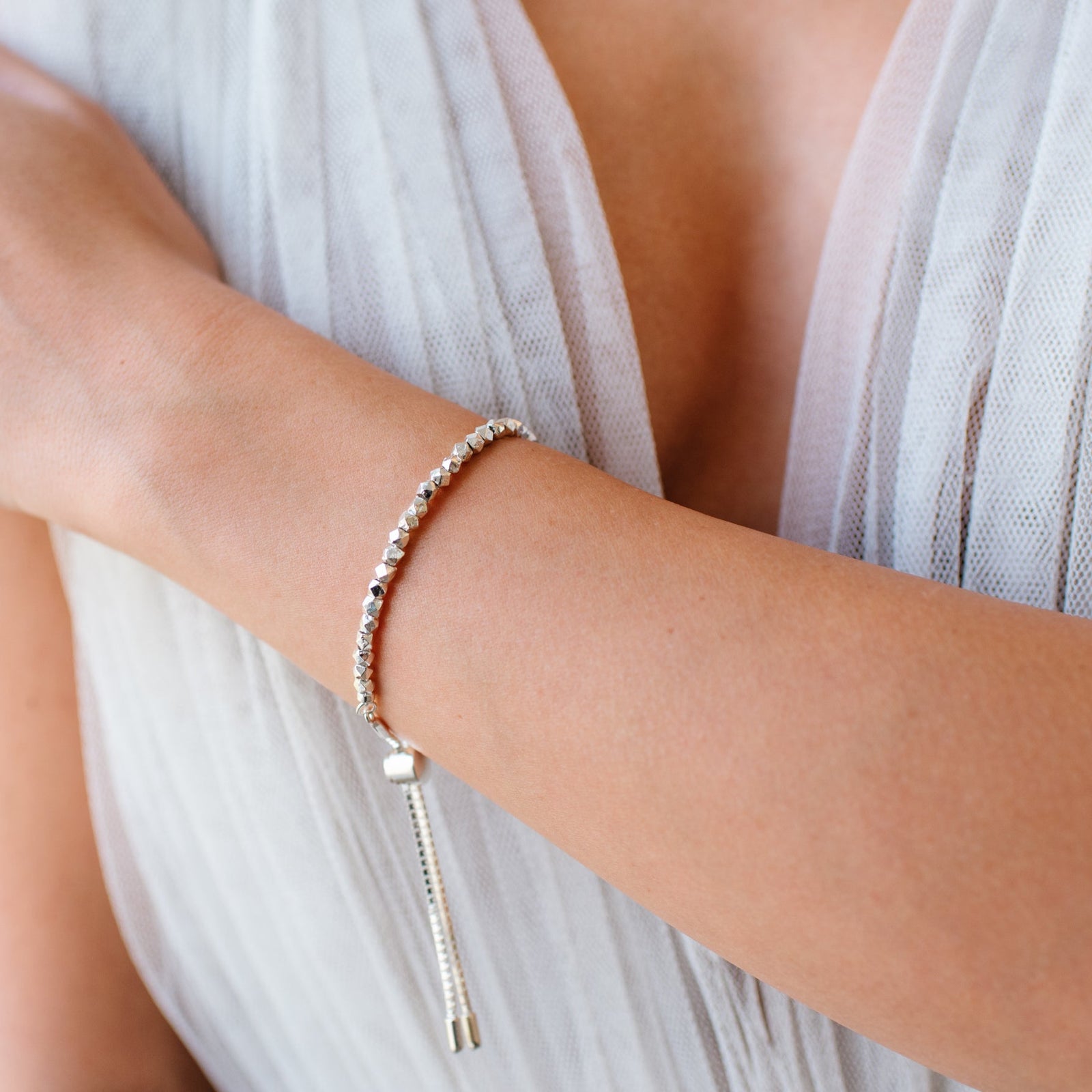 POISE NUGGET ADJUSTABLE BRACELET - SILVER - SO PRETTY CARA COTTER