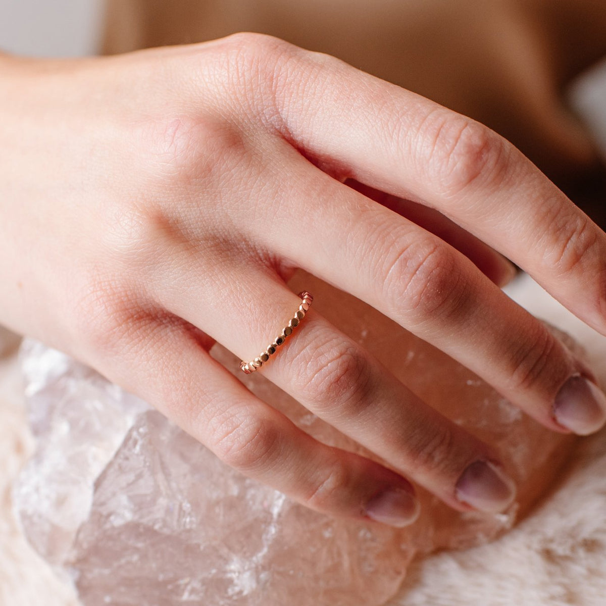 POISE THIN DISK BAND RING - ROSE GOLD - SO PRETTY CARA COTTER