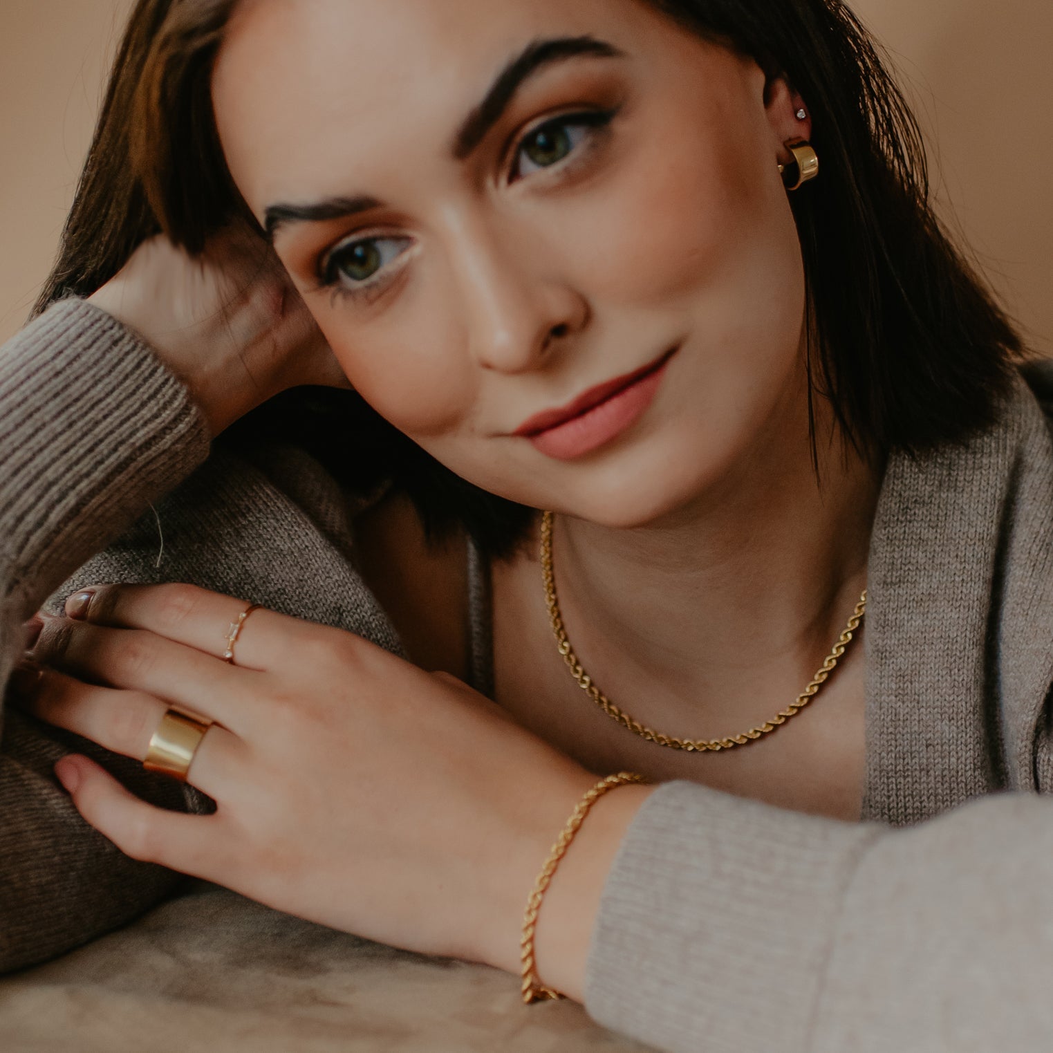 POISE TWISTED ROPE CHAIN 15-17" NECKLACE GOLD - SO PRETTY CARA COTTER