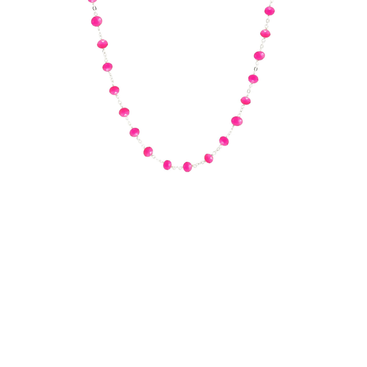 PRE-ORDER ICONIC SHORT BEADED NECKLACE - HOT PINK CHALCEDONY 16-20&quot; - SO PRETTY CARA COTTER
