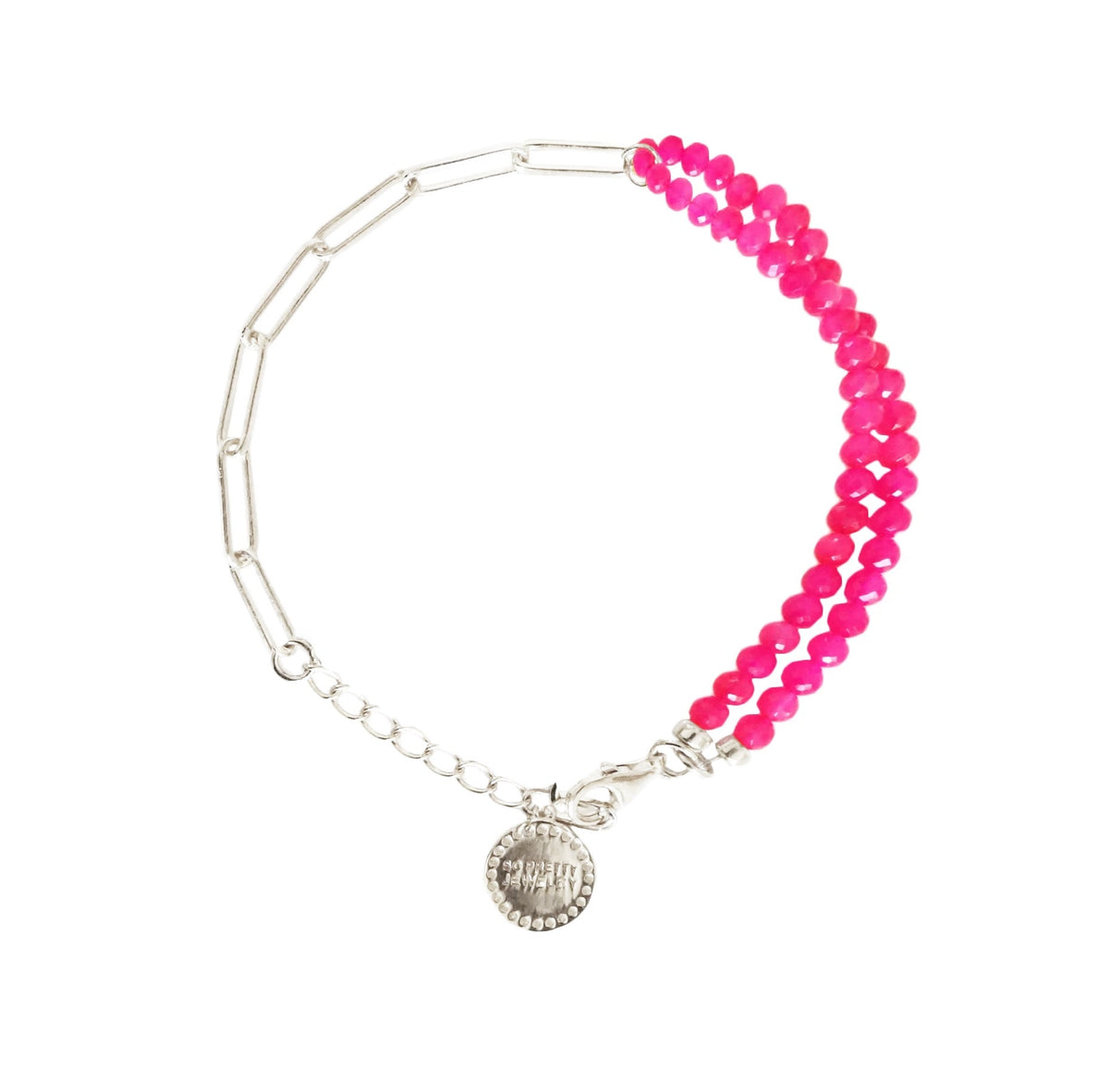 PRE-ORDER POISE BEADED LINK BRACELET - HOT PINK CHALCEDONY 7-8&quot; - SO PRETTY CARA COTTER