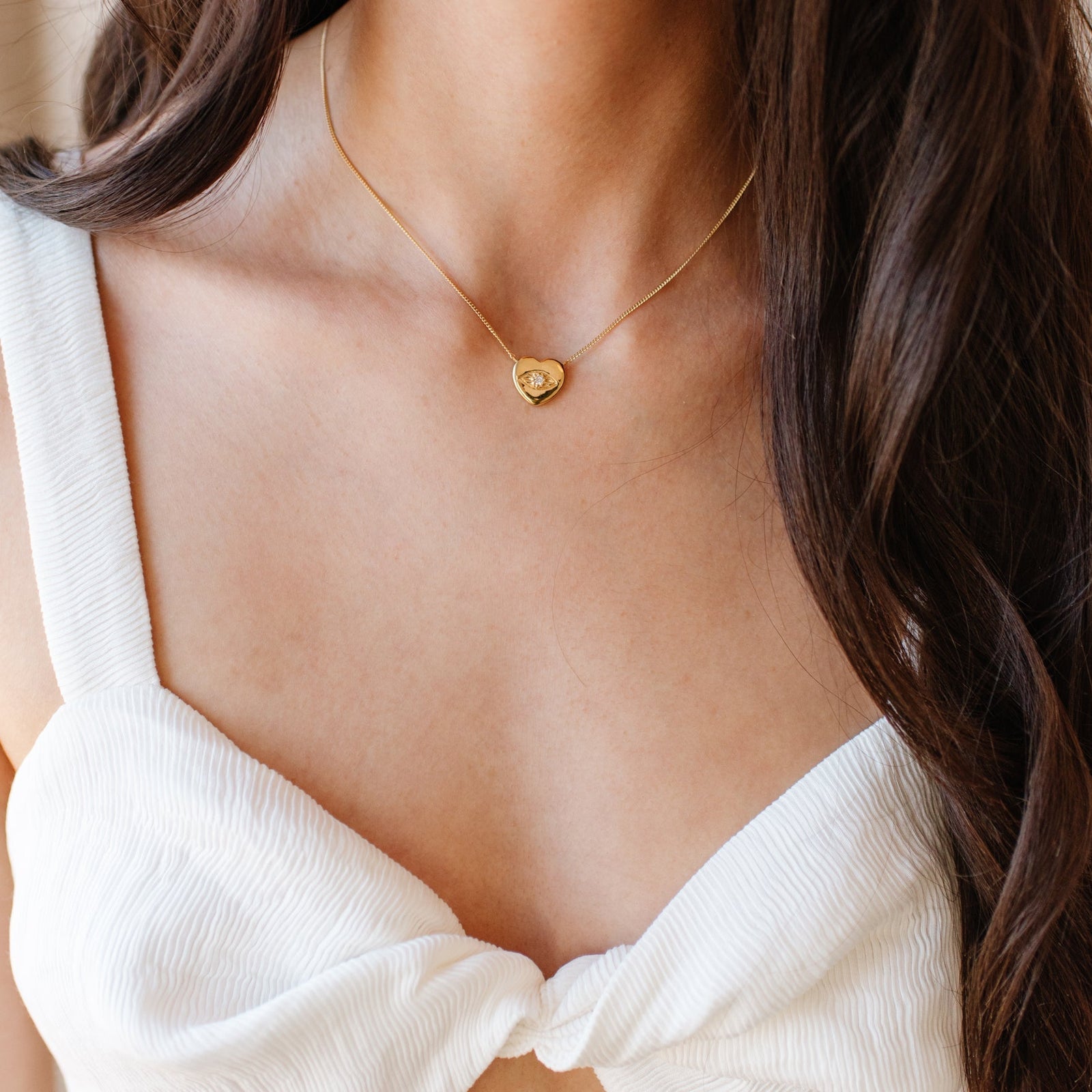 Protect Evil Eye Necklace - Gold - SO PRETTY CARA COTTER