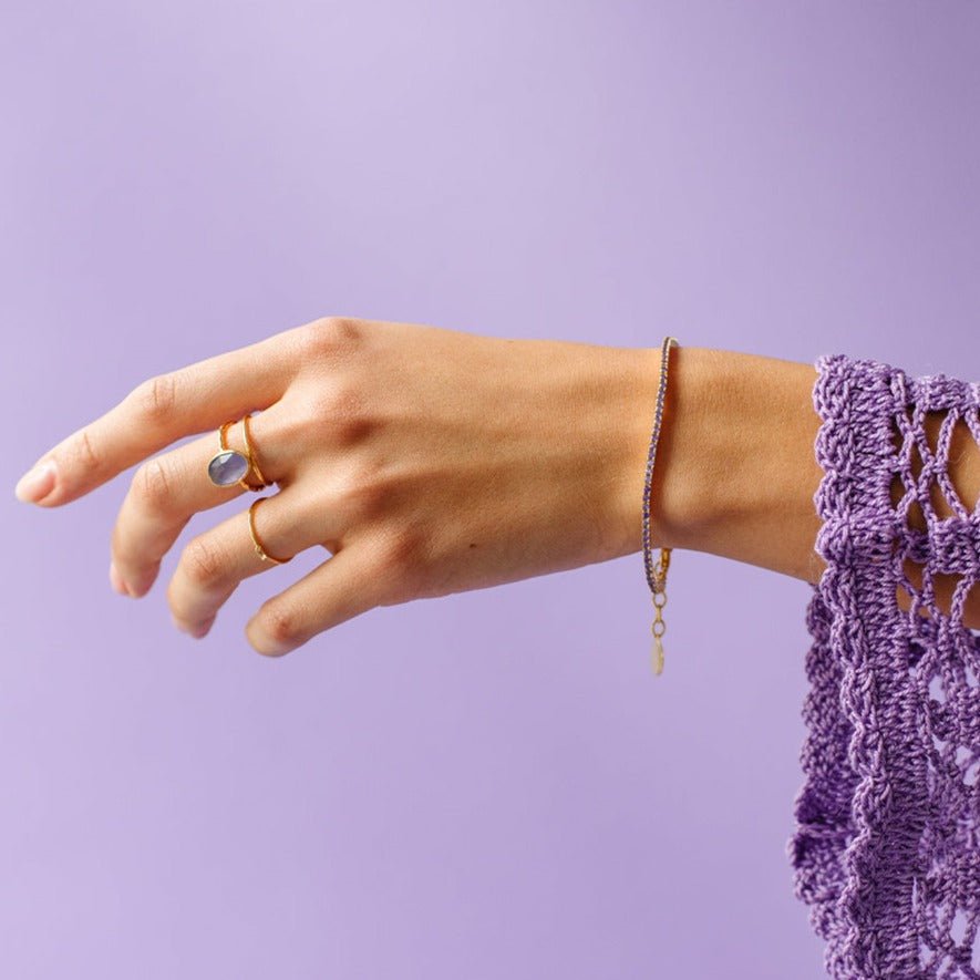 PROTECT OVAL RING - LAVENDER CHALCEDONY &amp; GOLD - SO PRETTY CARA COTTER