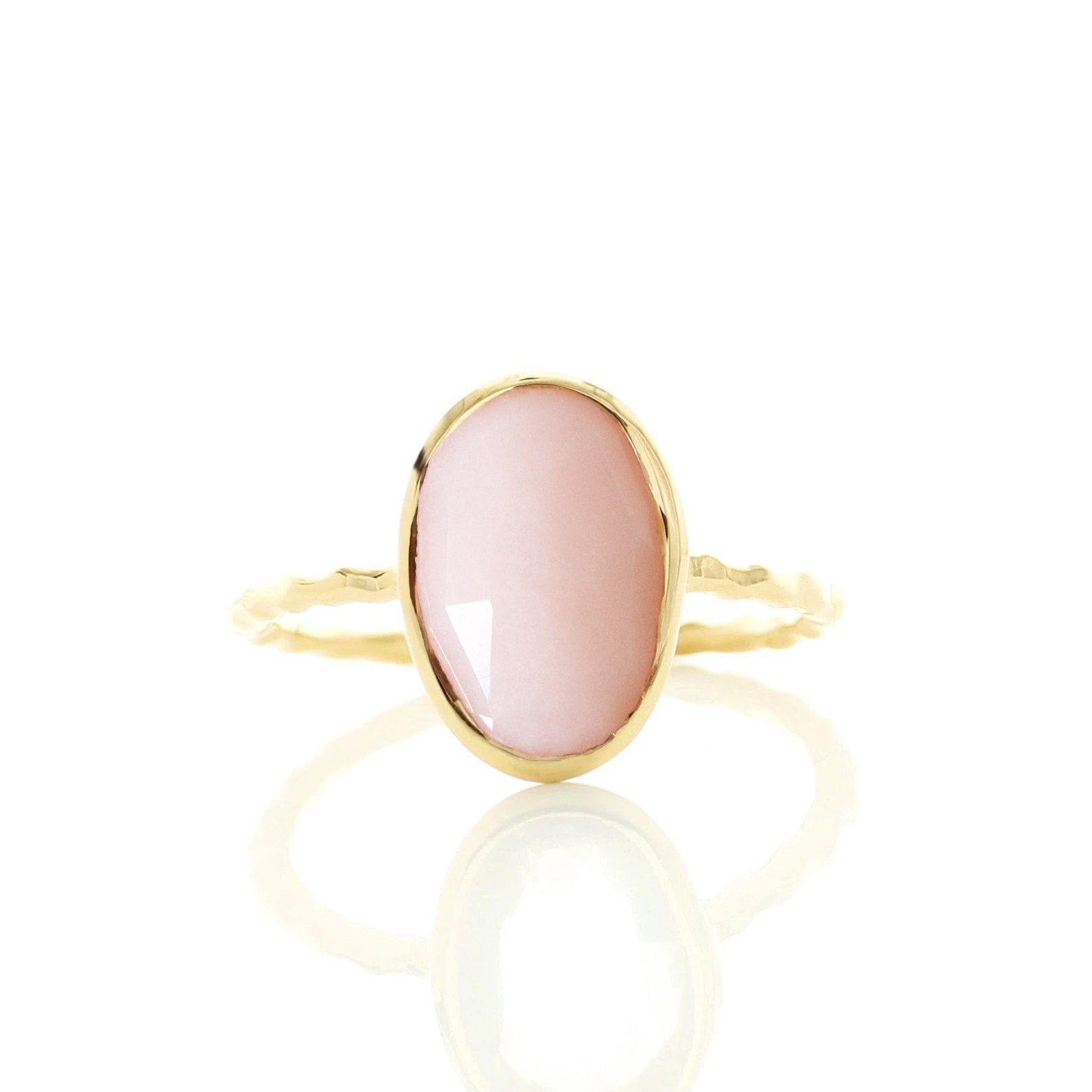 PROTECT OVAL RING - PINK OPAL & GOLD - SO PRETTY CARA COTTER