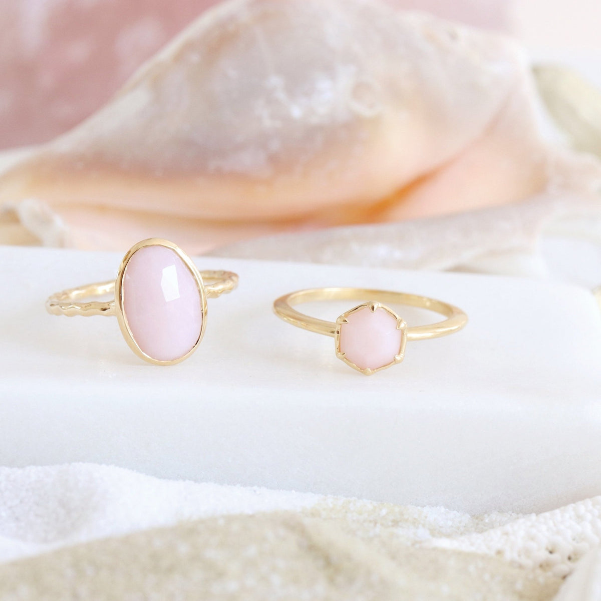 PROTECT OVAL RING - PINK OPAL &amp; GOLD - SO PRETTY CARA COTTER