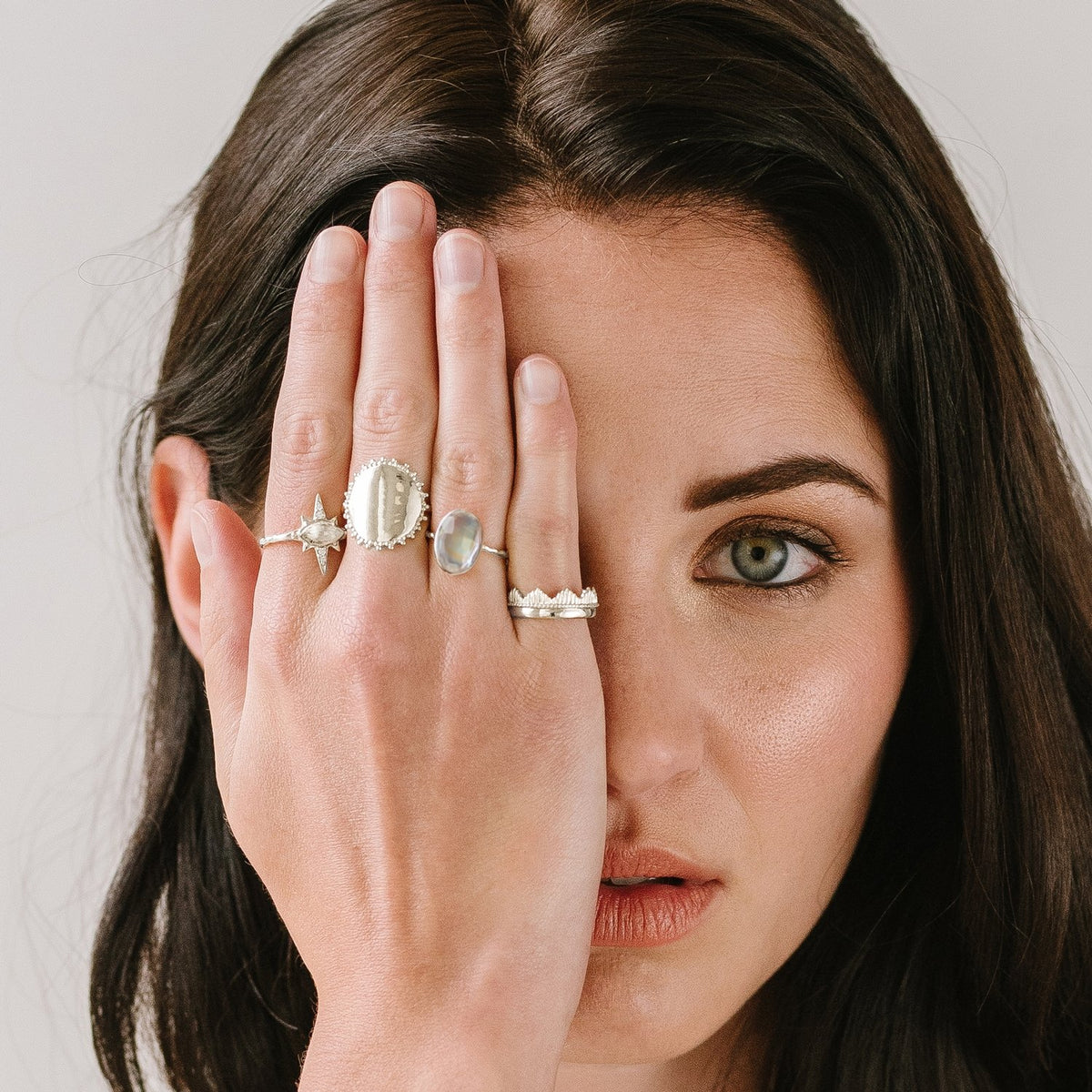 PROTECT OVAL RING - RAINBOW MOONSTONE &amp; SILVER - SO PRETTY CARA COTTER