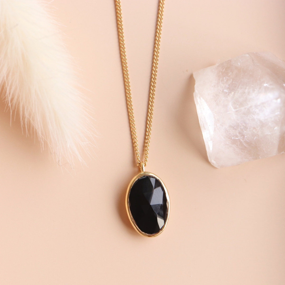 Mini Black Onyx and Diamond Compass Yellow Gold Necklace | Ylang 23