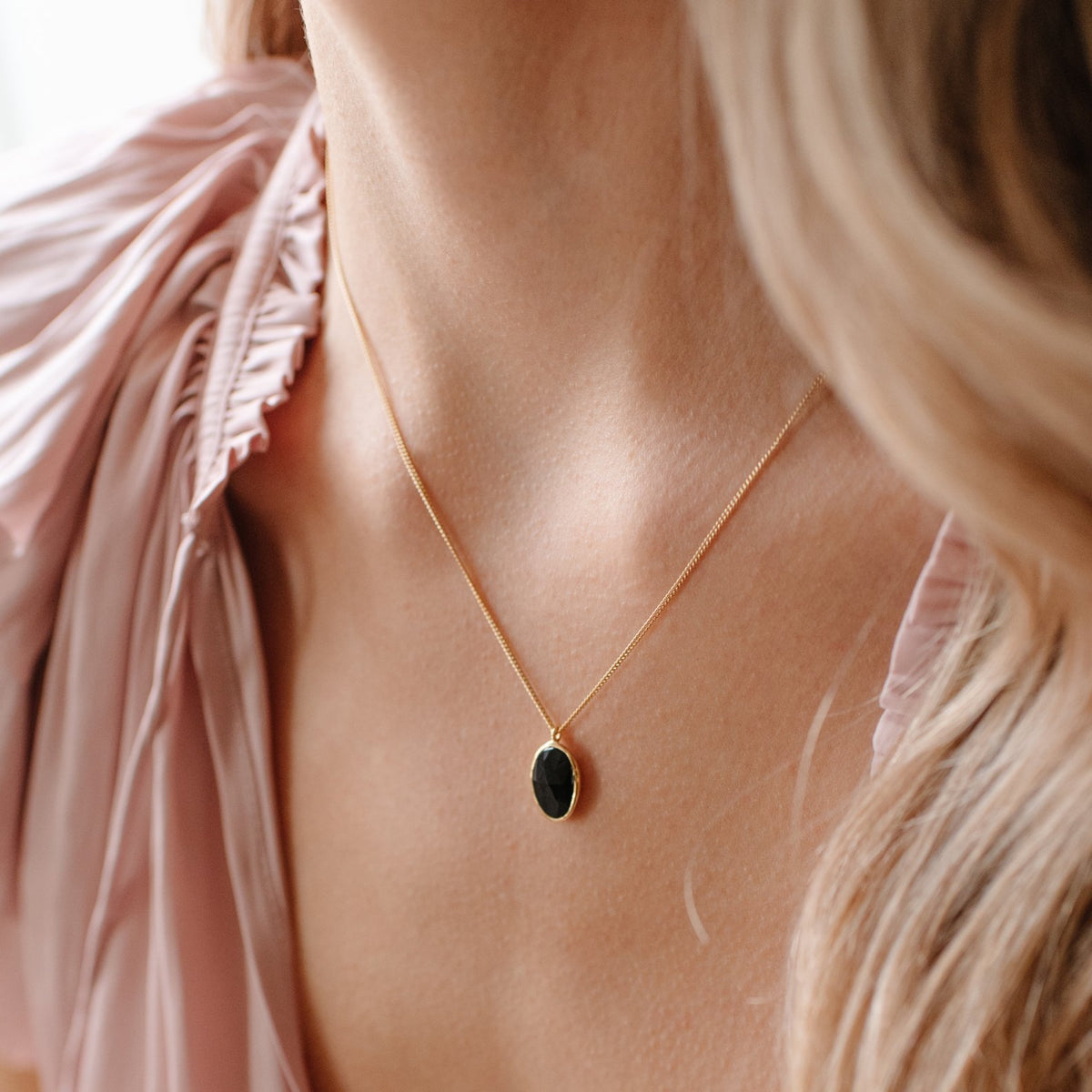 PROTECT PENDANT NECKLACE - BLACK ONYX &amp; GOLD - SO PRETTY CARA COTTER