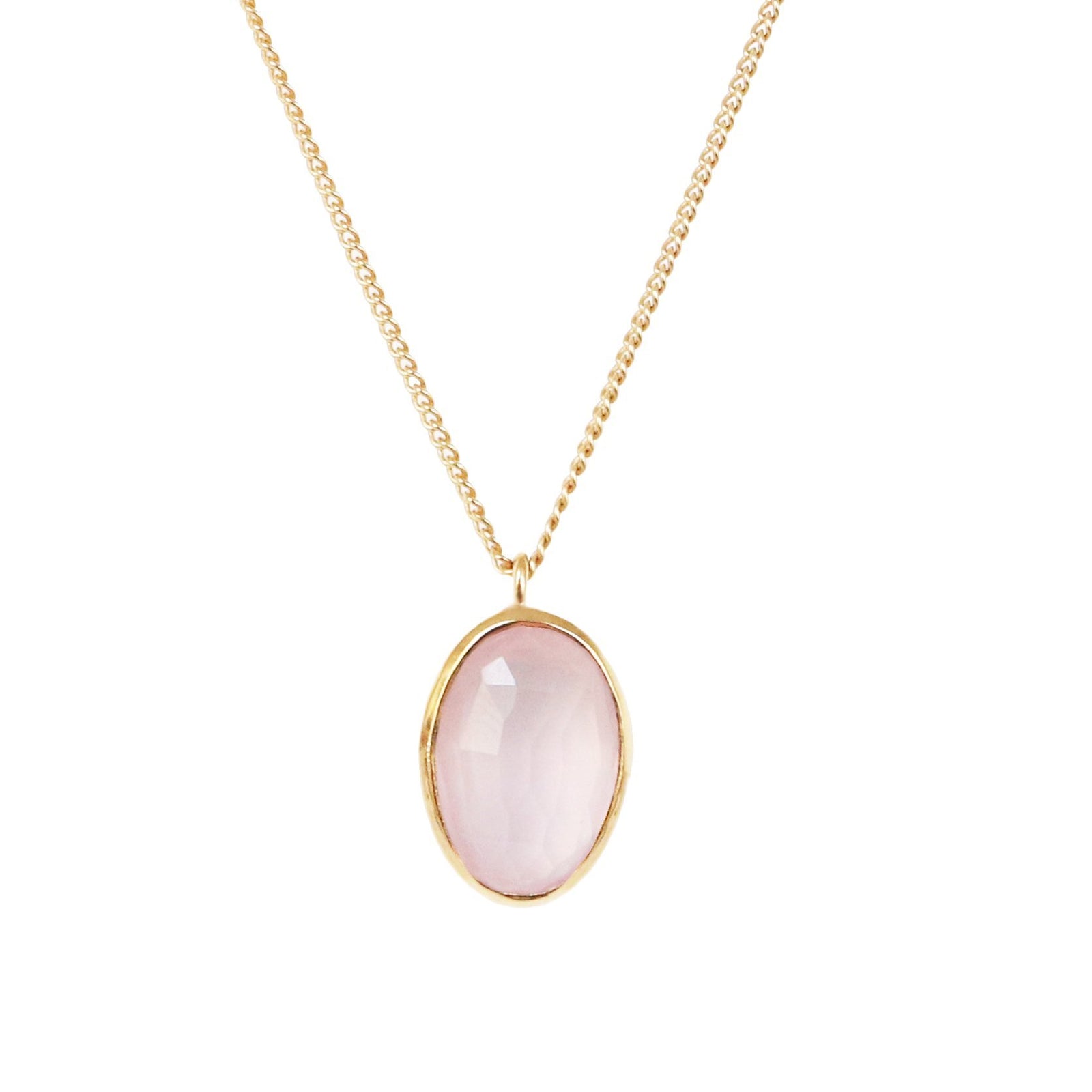 PROTECT PENDANT NECKLACE - PINK QUARTZ & GOLD - SO PRETTY CARA COTTER