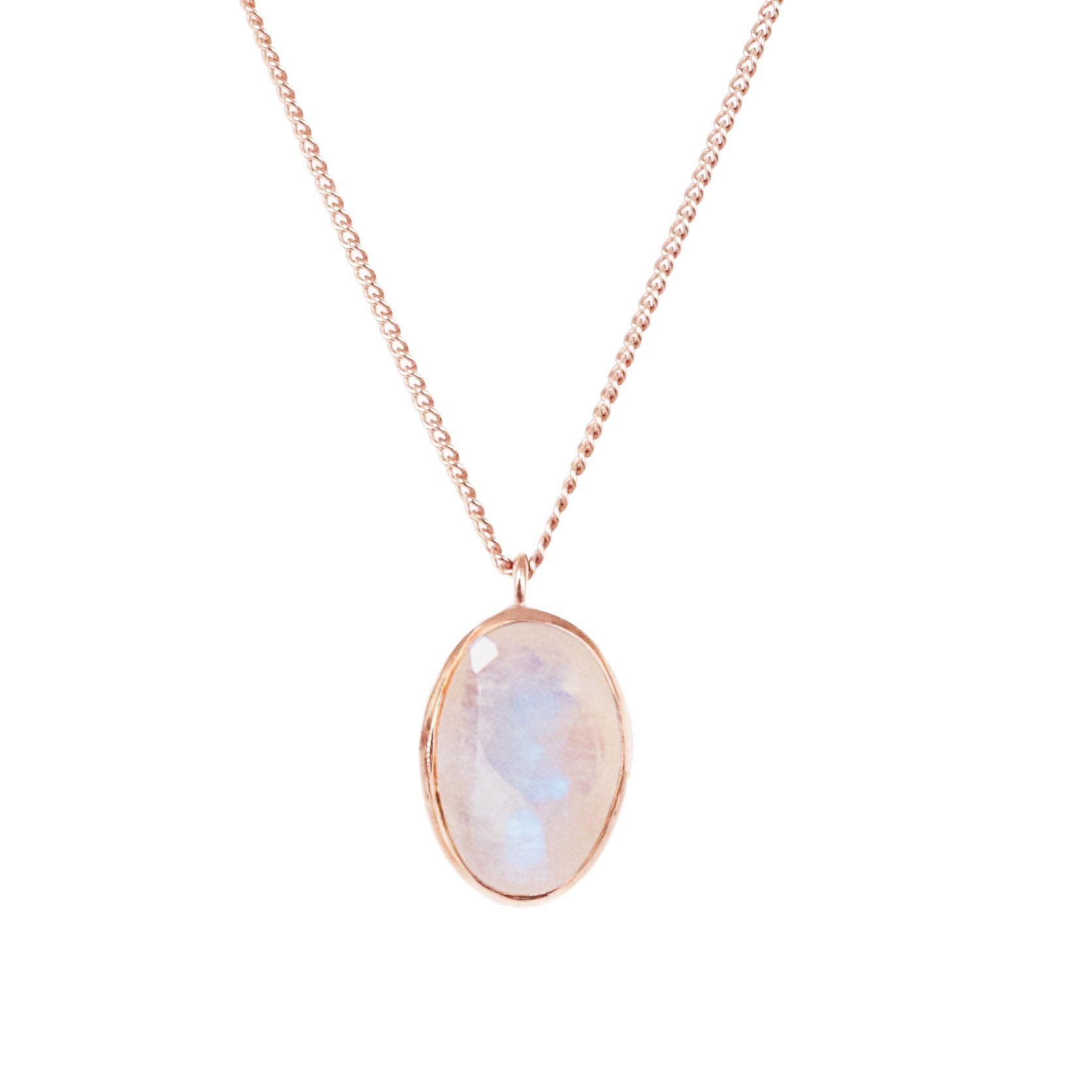 PROTECT PENDANT NECKLACE - RAINBOW MOONSTONE & ROSE GOLD - SO PRETTY CARA COTTER