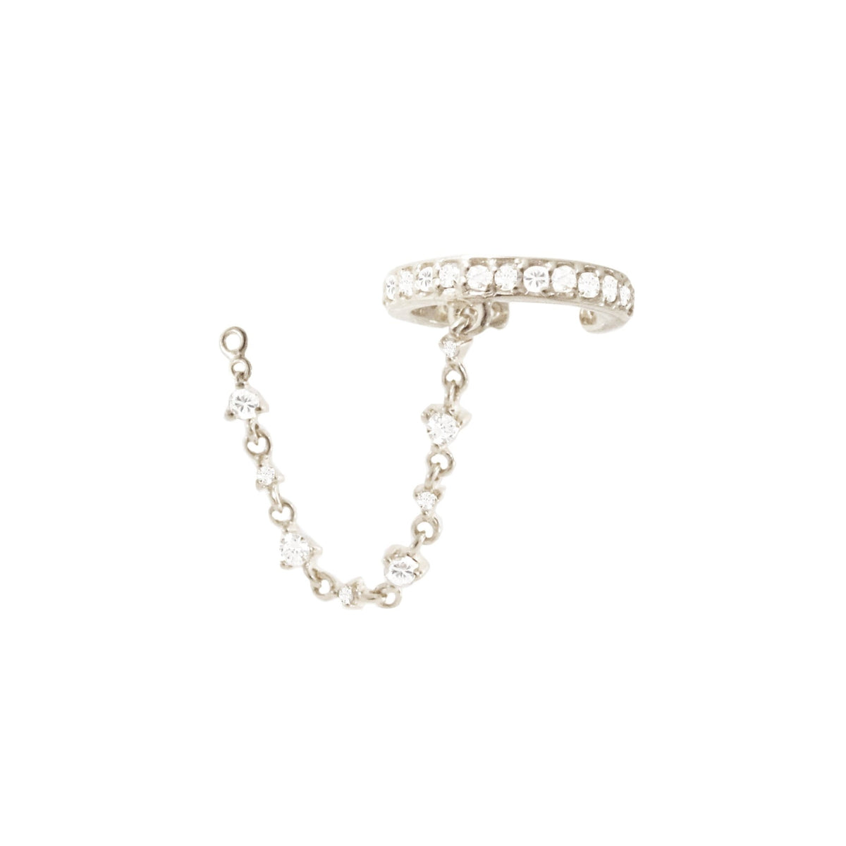 SCATTERED LOVE CHAIN EAR CUFF - CUBIC ZIRCONIA &amp; SILVER - SO PRETTY CARA COTTER