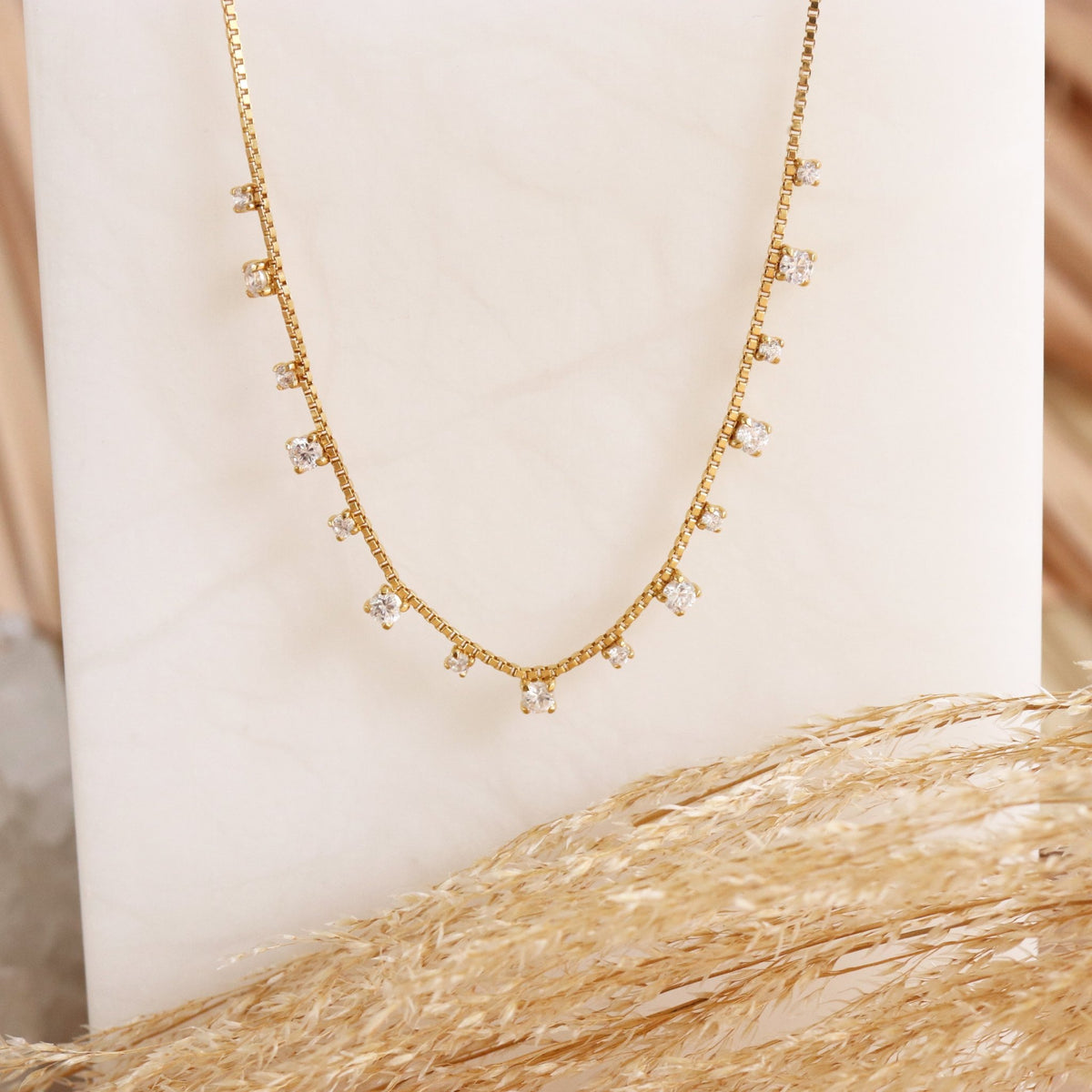 SCATTERED LOVE COLLAR NECKLACE - CUBIC ZIRCONIA &amp; GOLD - SO PRETTY CARA COTTER