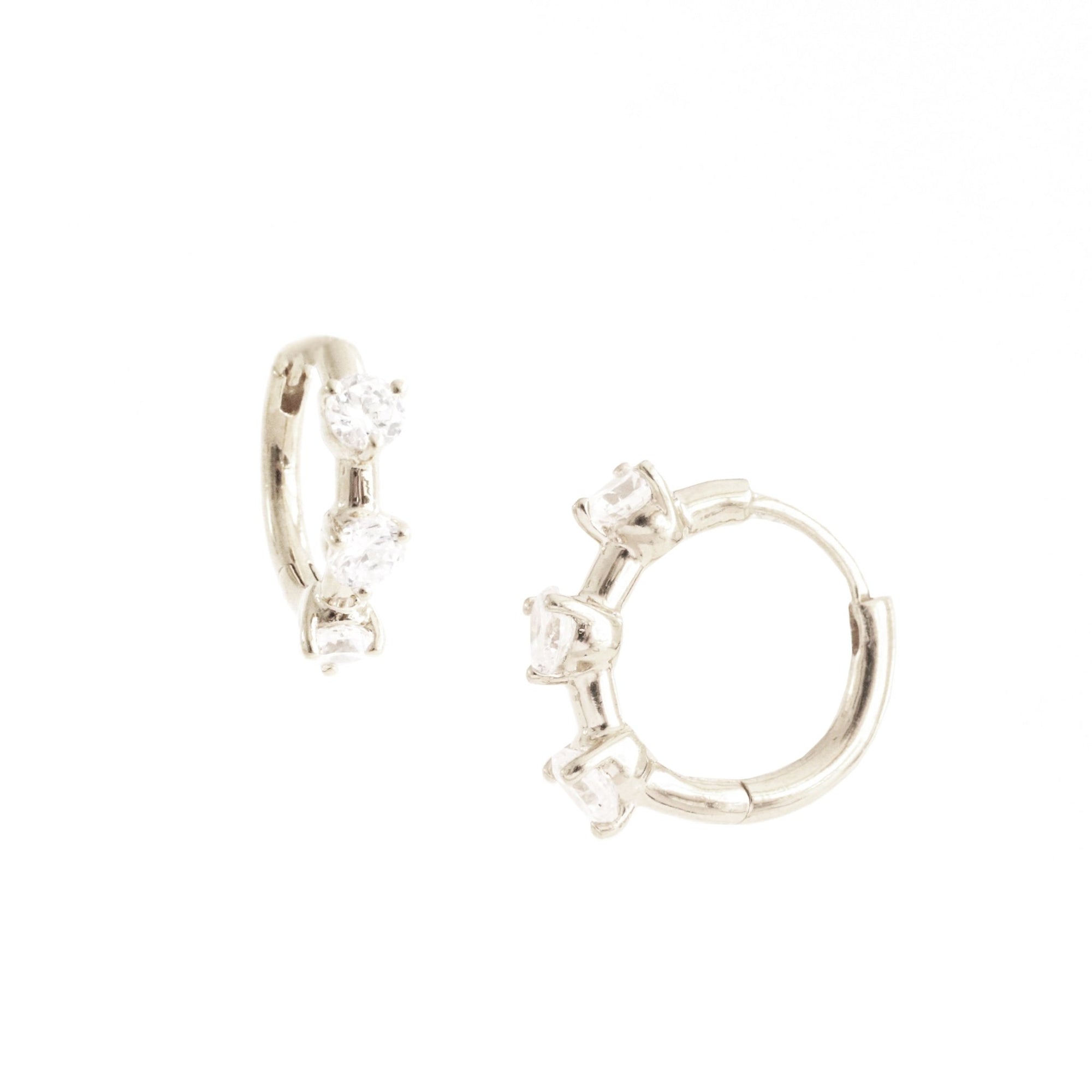SCATTERED LOVE HUGGIE HOOPS - CUBIC ZIRCONIA & SILVER - SO PRETTY CARA COTTER