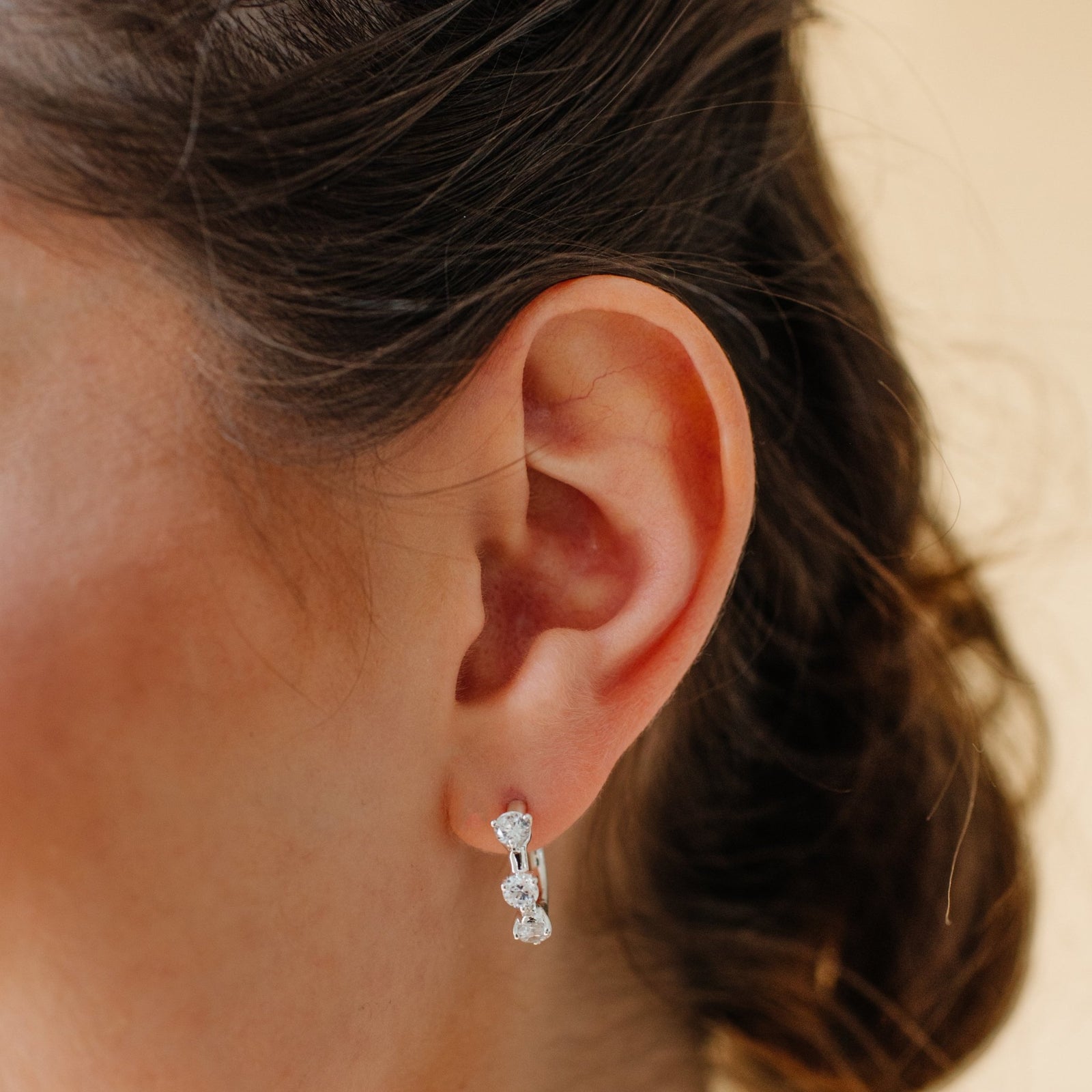 SCATTERED LOVE HUGGIE HOOPS - CUBIC ZIRCONIA & SILVER - SO PRETTY CARA COTTER