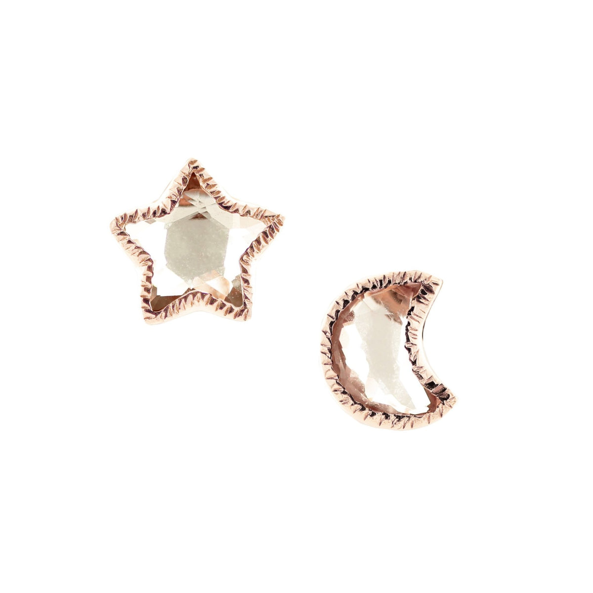 Shoot For The Stars Studs - White Topaz &amp; Rose Gold - SO PRETTY CARA COTTER
