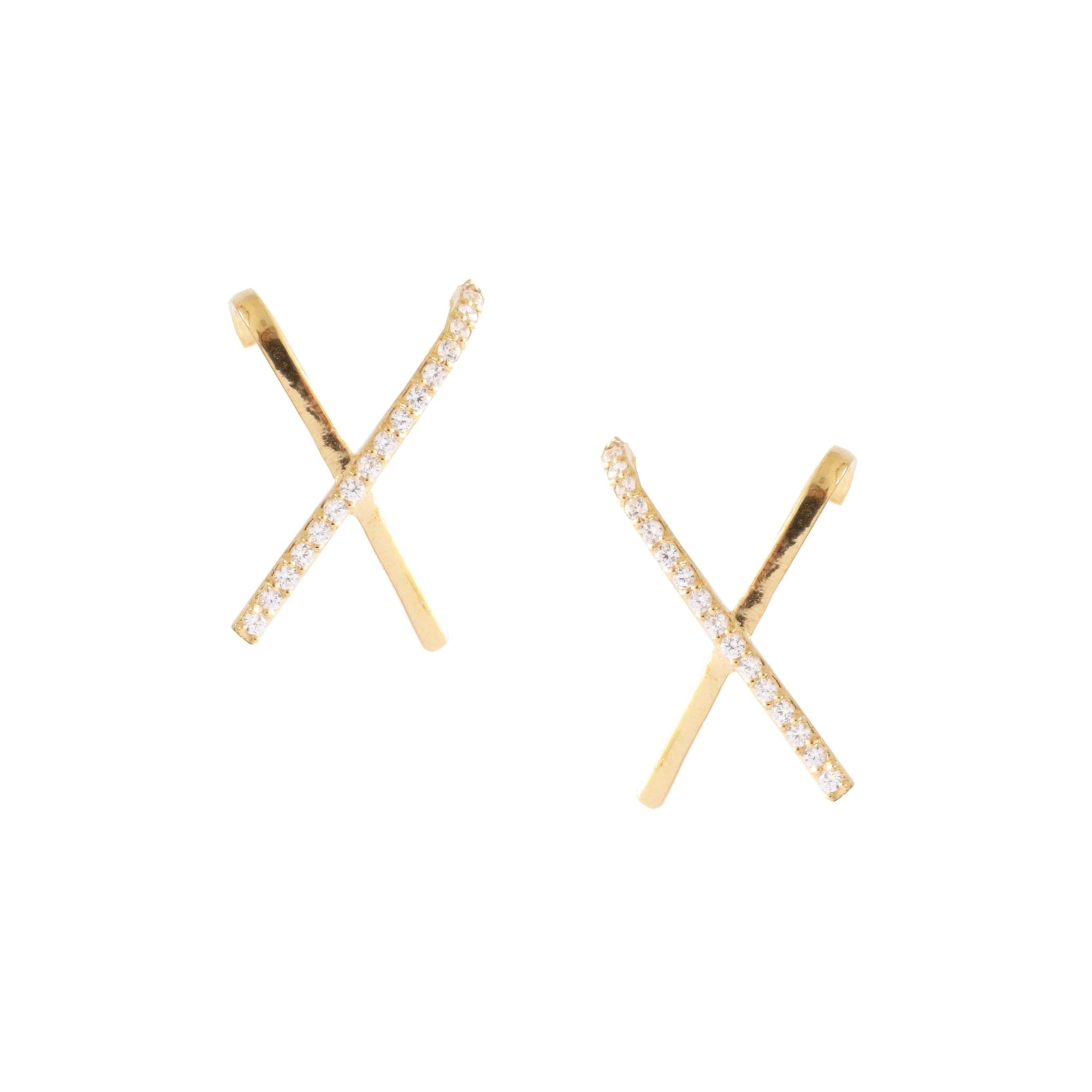 STAR CROSSED LOVE BAR EARRINGS - CUBIC ZIRCONIA & GOLD - SO PRETTY CARA COTTER