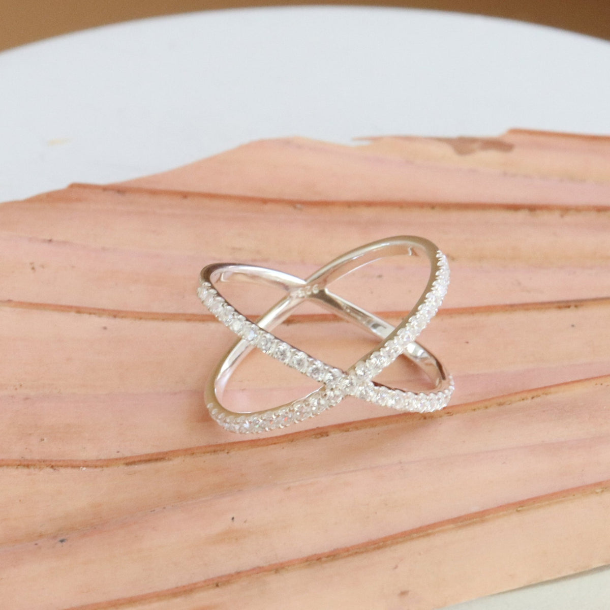 STAR CROSSED LOVE BAR RING - CUBIC ZIRCONIA &amp; SILVER - SO PRETTY CARA COTTER