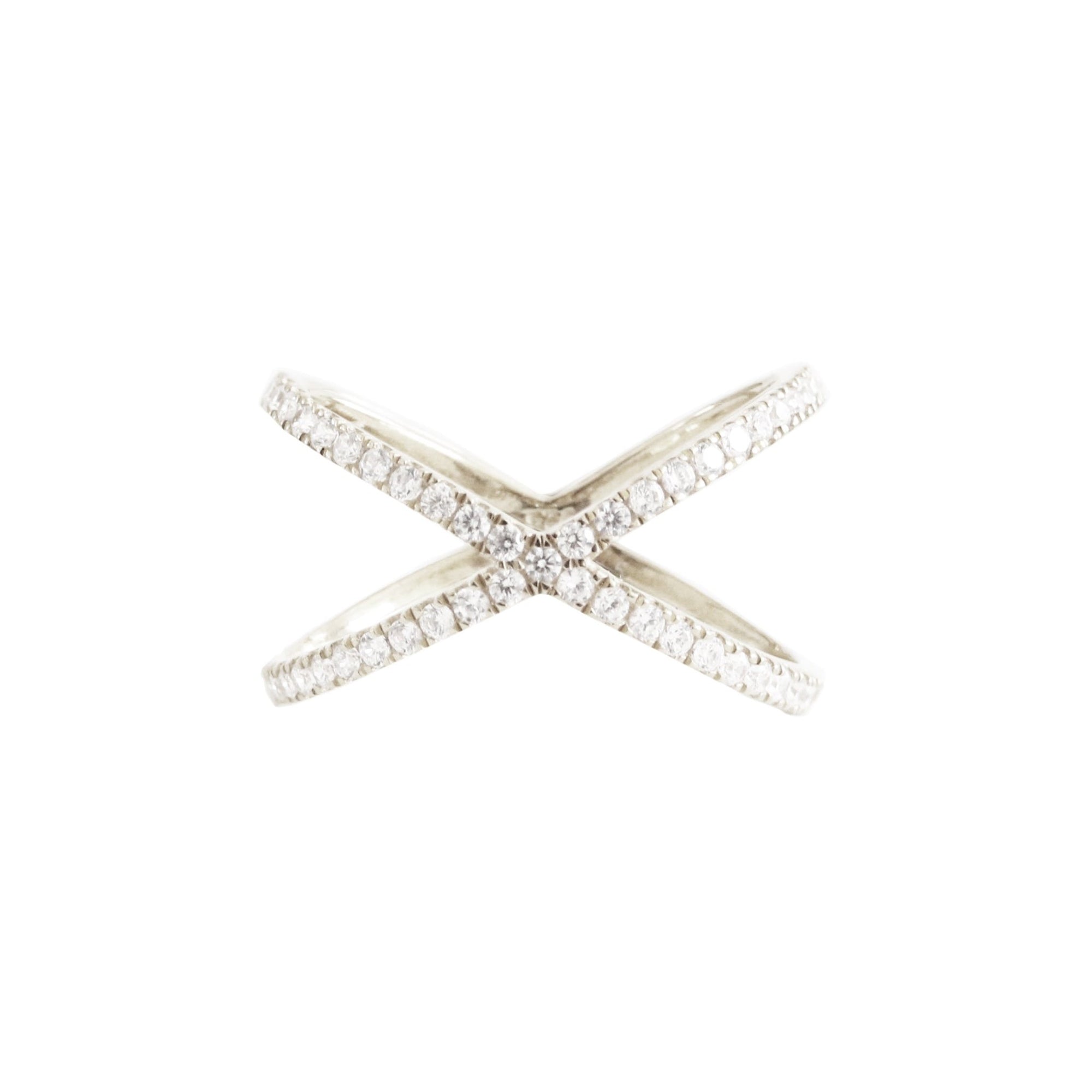 STAR CROSSED LOVE BAR RING - CUBIC ZIRCONIA & SILVER - SO PRETTY CARA COTTER