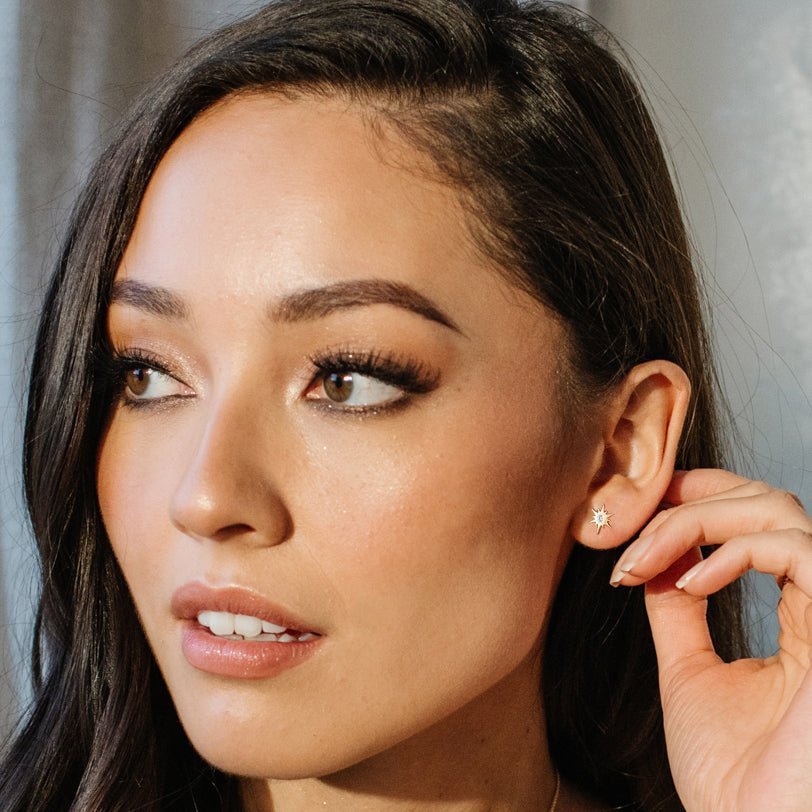 TINY BELIEVE STELLAR STUDS - CUBIC ZIRCONIA, & GOLD - SO PRETTY CARA COTTER