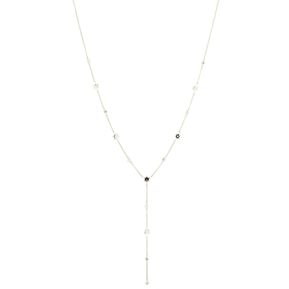 TINY BELIEVE Y NECKLACE - CUBIC ZIRCONIA &amp; SILVER - SO PRETTY CARA COTTER