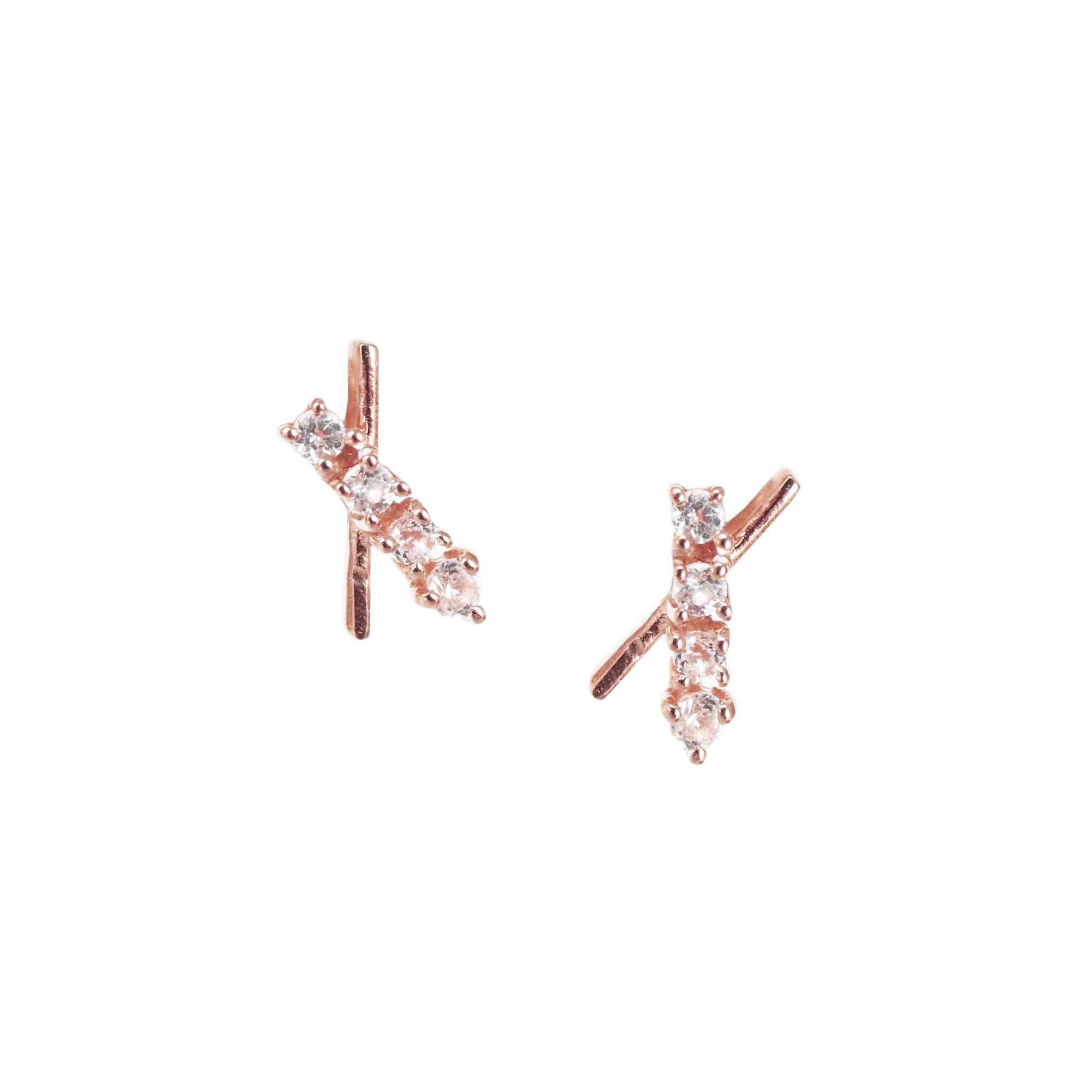 TINY DREAM STARDUST STUDS - CUBIC ZIRCONIA & ROSE GOLD - SO PRETTY CARA COTTER